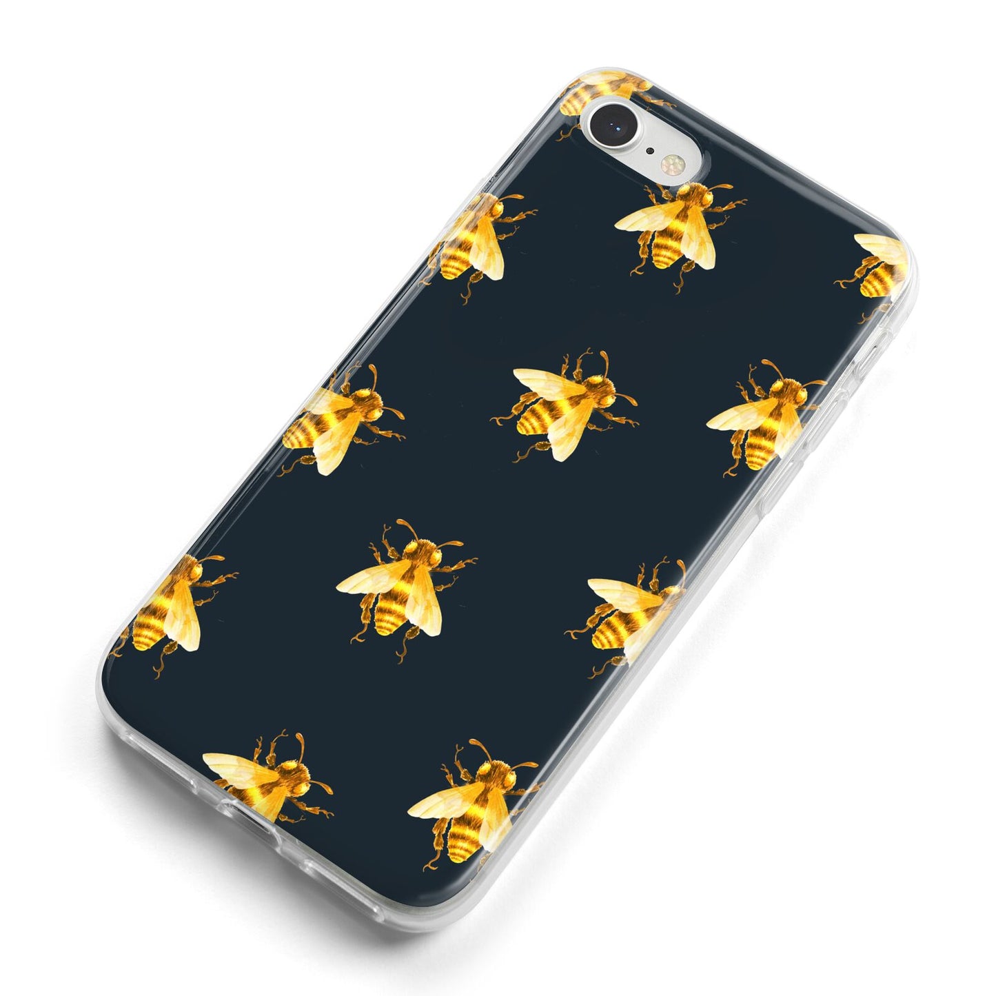Golden Bees with Navy Background iPhone 8 Bumper Case on Silver iPhone Alternative Image