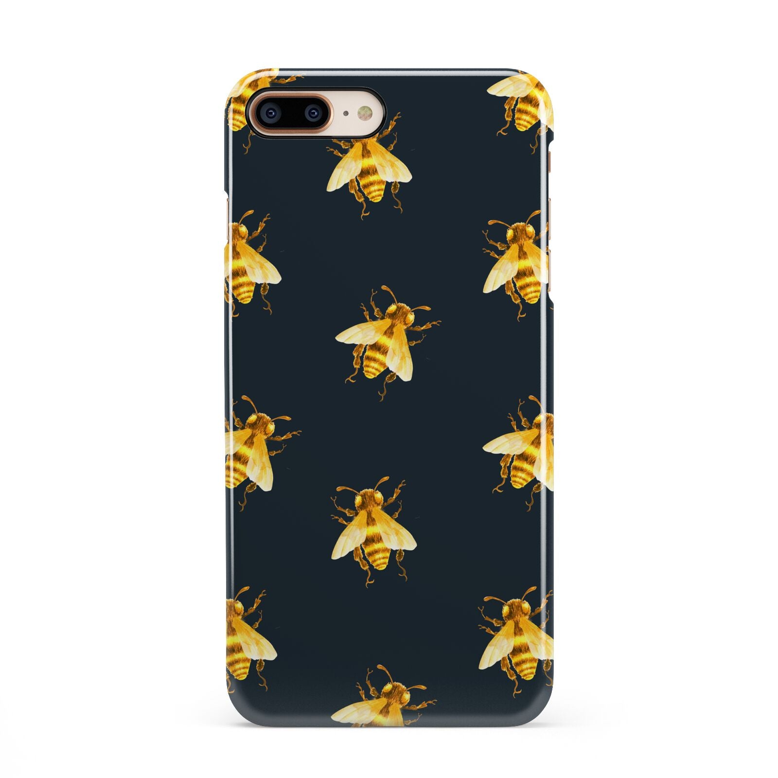 Golden Bees with Navy Background iPhone 8 Plus 3D Snap Case on Gold Phone