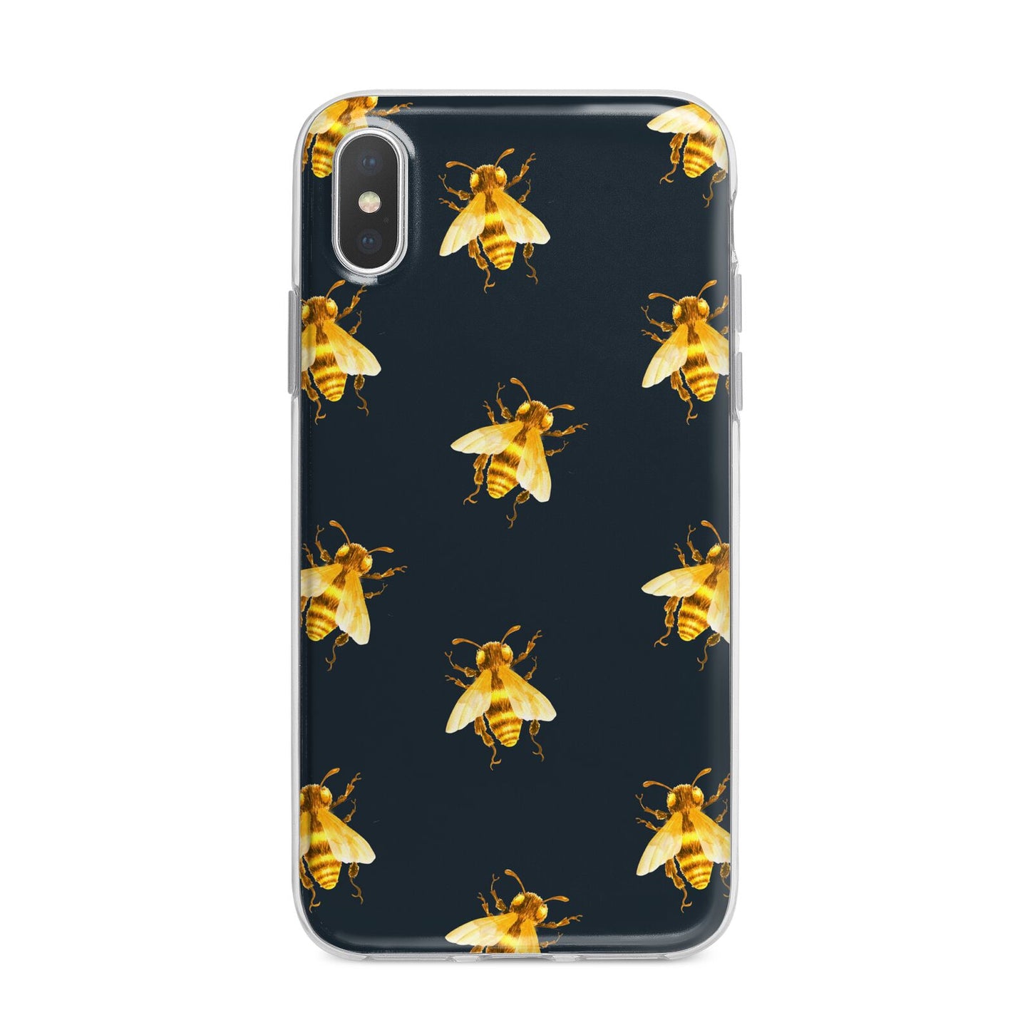 Golden Bees with Navy Background iPhone X Bumper Case on Silver iPhone Alternative Image 1