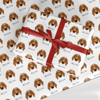 Golden Dox Icon with Name Custom Wrapping Paper