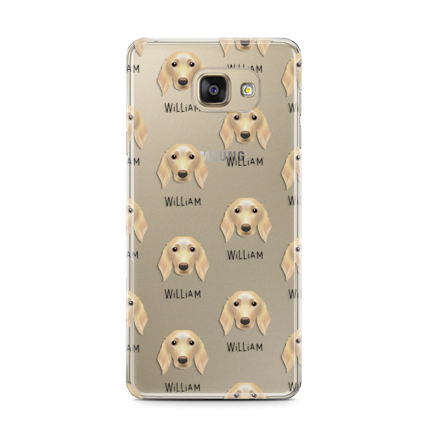 Golden Dox Icon with Name Samsung Galaxy A7 2016 Case on gold phone