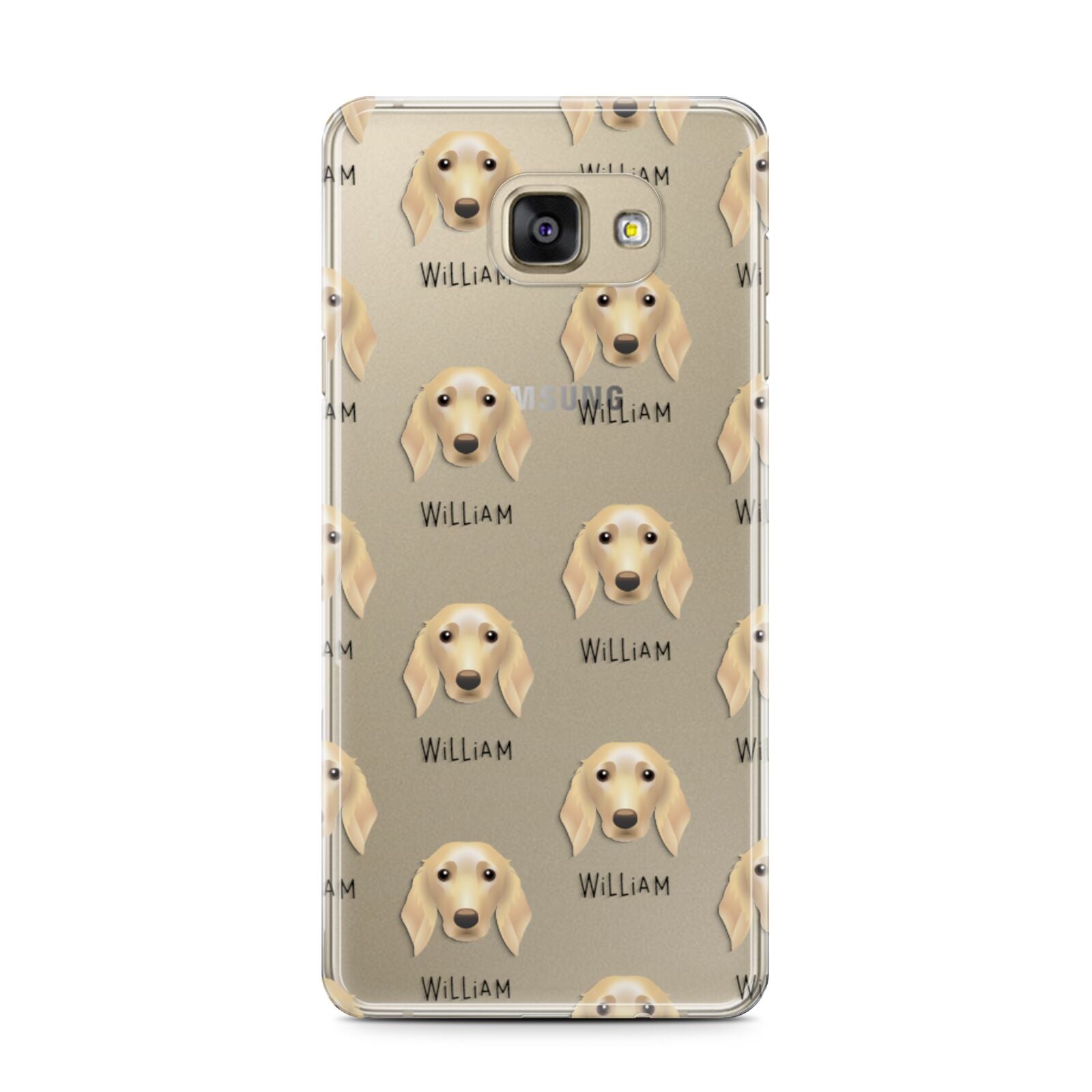 Golden Dox Icon with Name Samsung Galaxy A7 2016 Case on gold phone