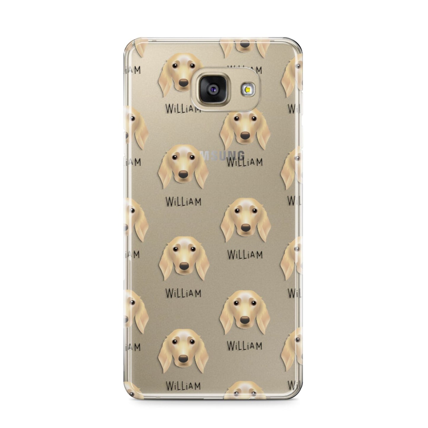 Golden Dox Icon with Name Samsung Galaxy A9 2016 Case on gold phone
