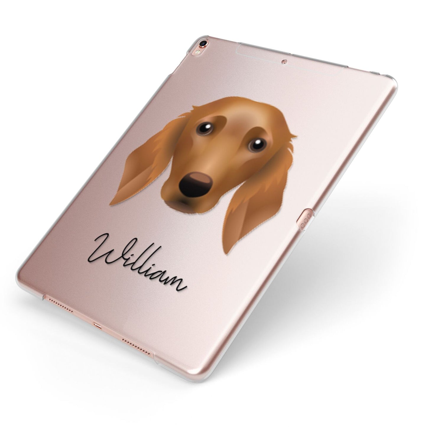 Golden Dox Personalised Apple iPad Case on Rose Gold iPad Side View