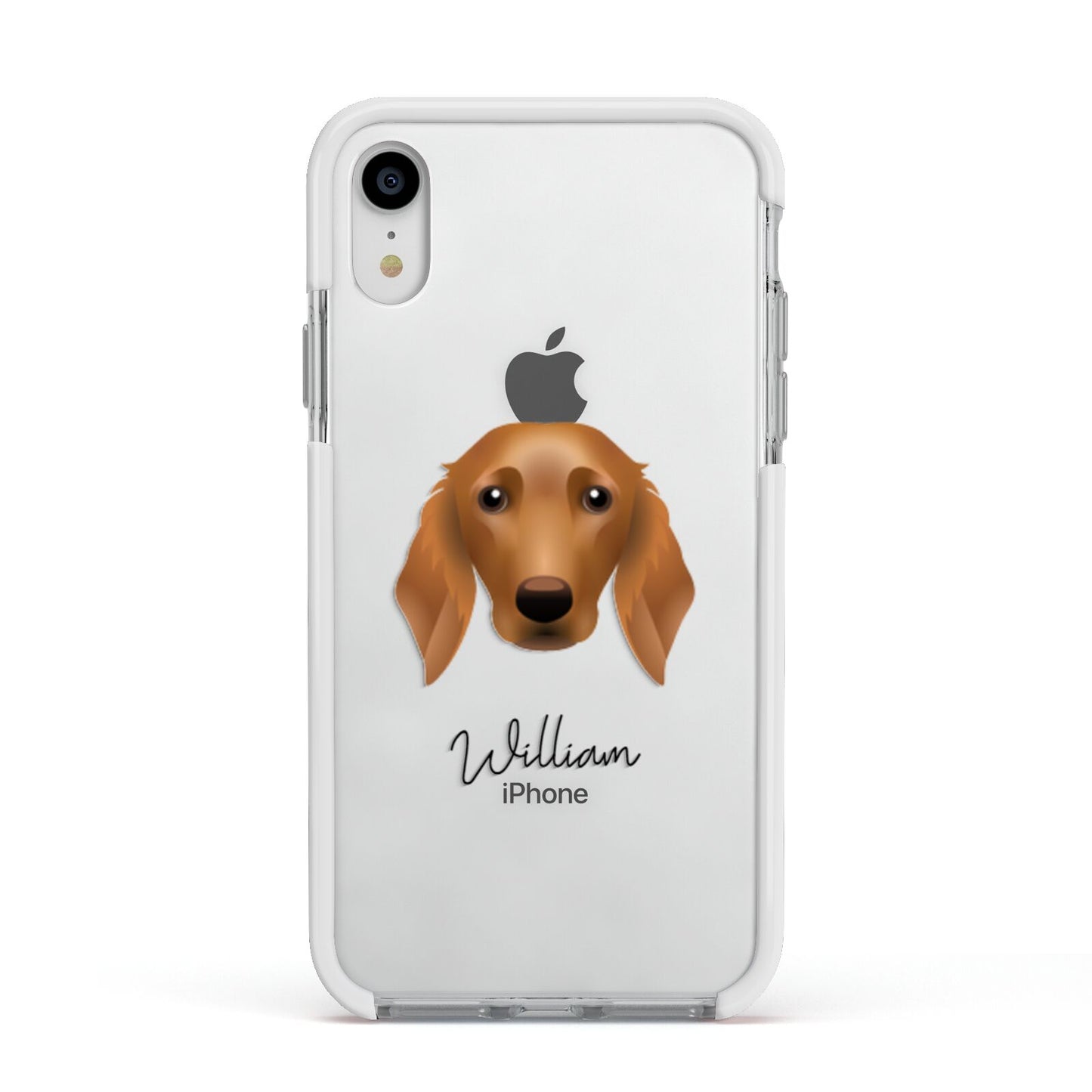 Golden Dox Personalised Apple iPhone XR Impact Case White Edge on Silver Phone
