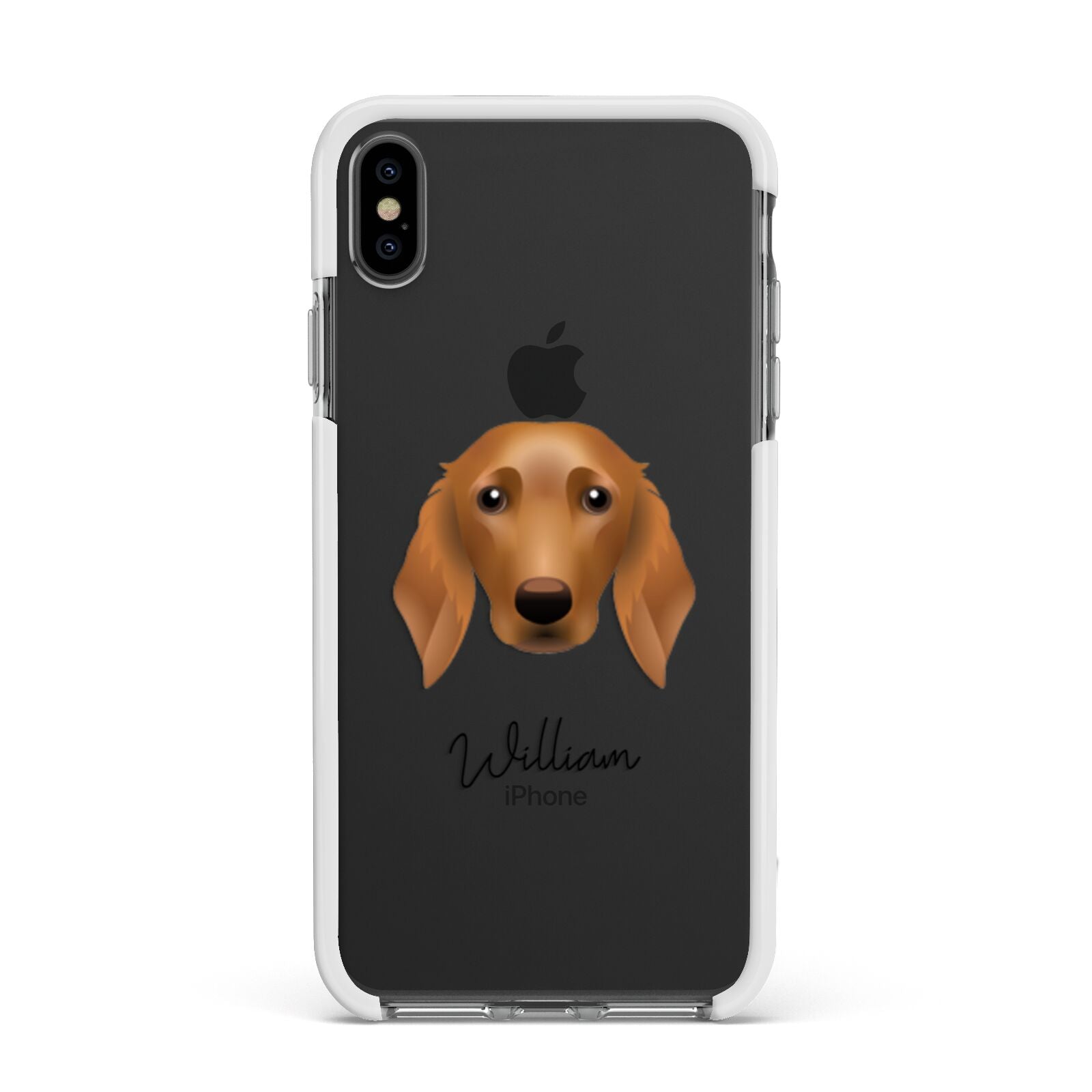 Golden Dox Personalised Apple iPhone Xs Max Impact Case White Edge on Black Phone
