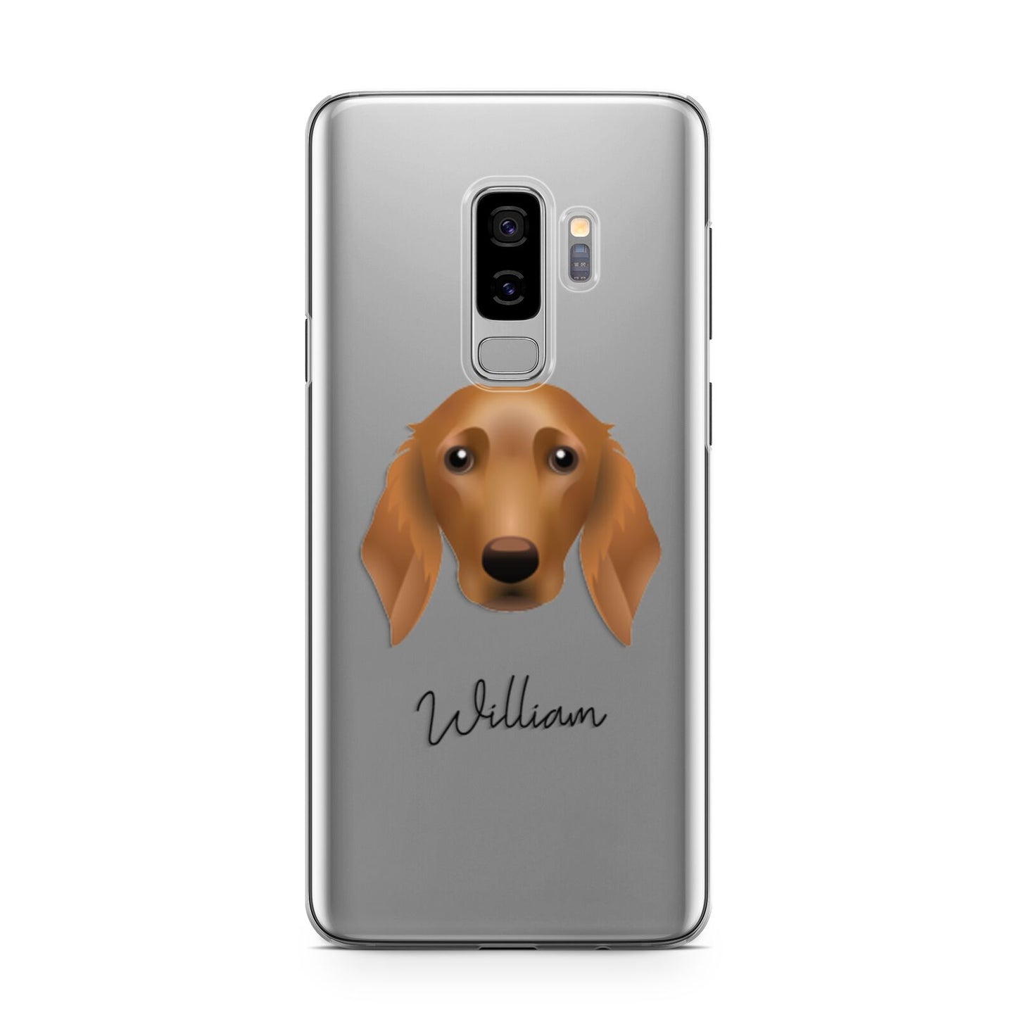 Golden Dox Personalised Samsung Galaxy S9 Plus Case on Silver phone