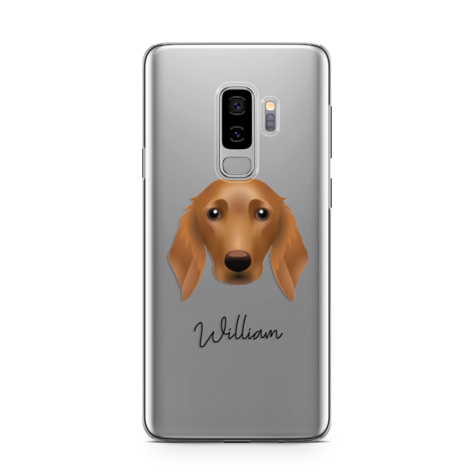 Golden Dox Personalised Samsung Galaxy S9 Plus Case on Silver phone