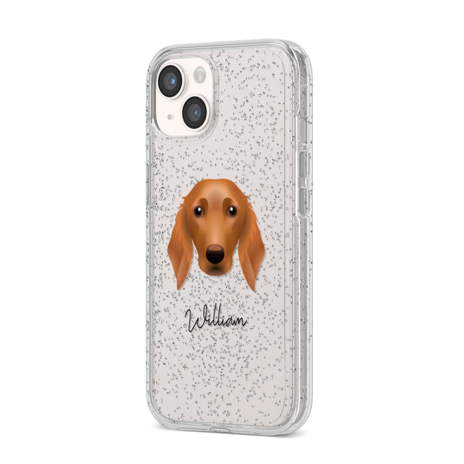 Golden Dox Personalised iPhone 14 Glitter Tough Case Starlight Angled Image