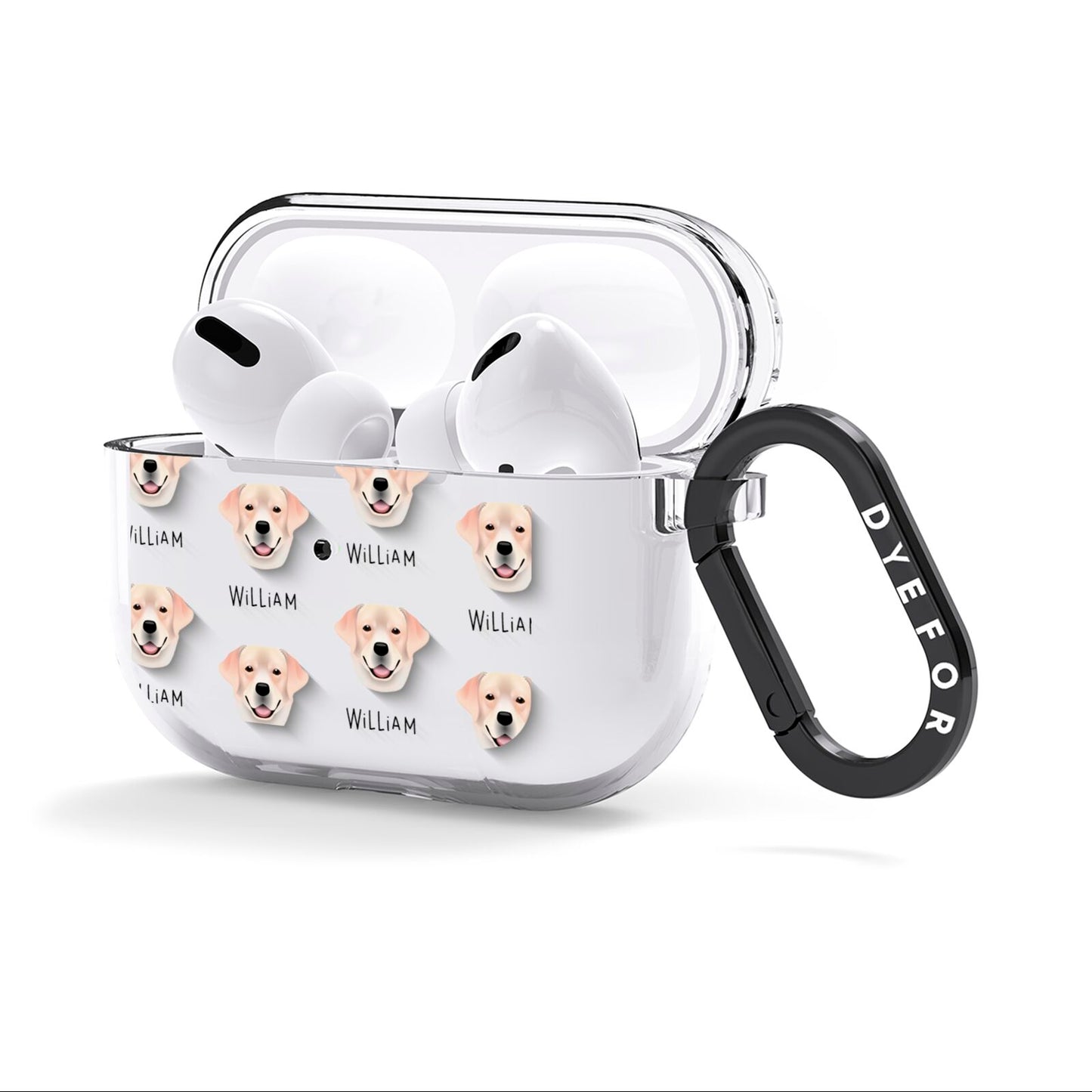 Golden Labrador Icon with Name AirPods Clear Case 3rd Gen Side Image