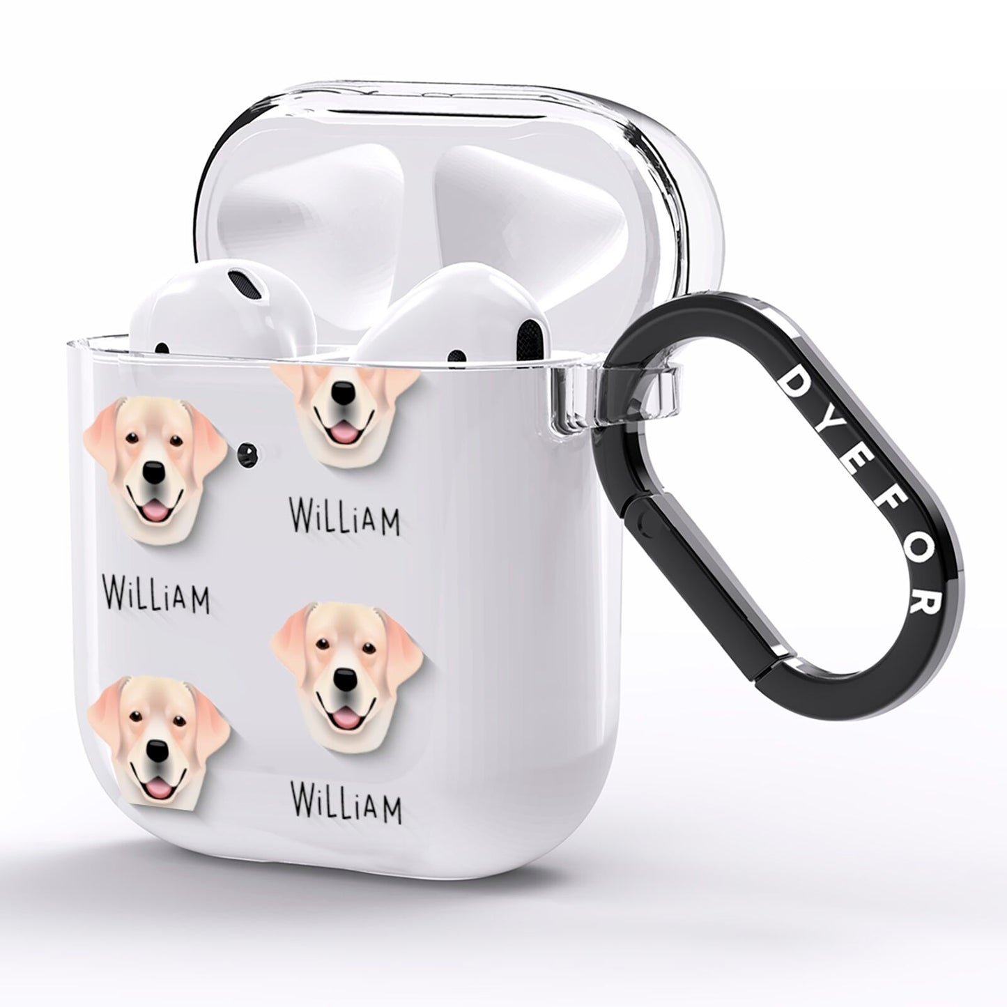 Golden Labrador Icon with Name AirPods Clear Case Side Image