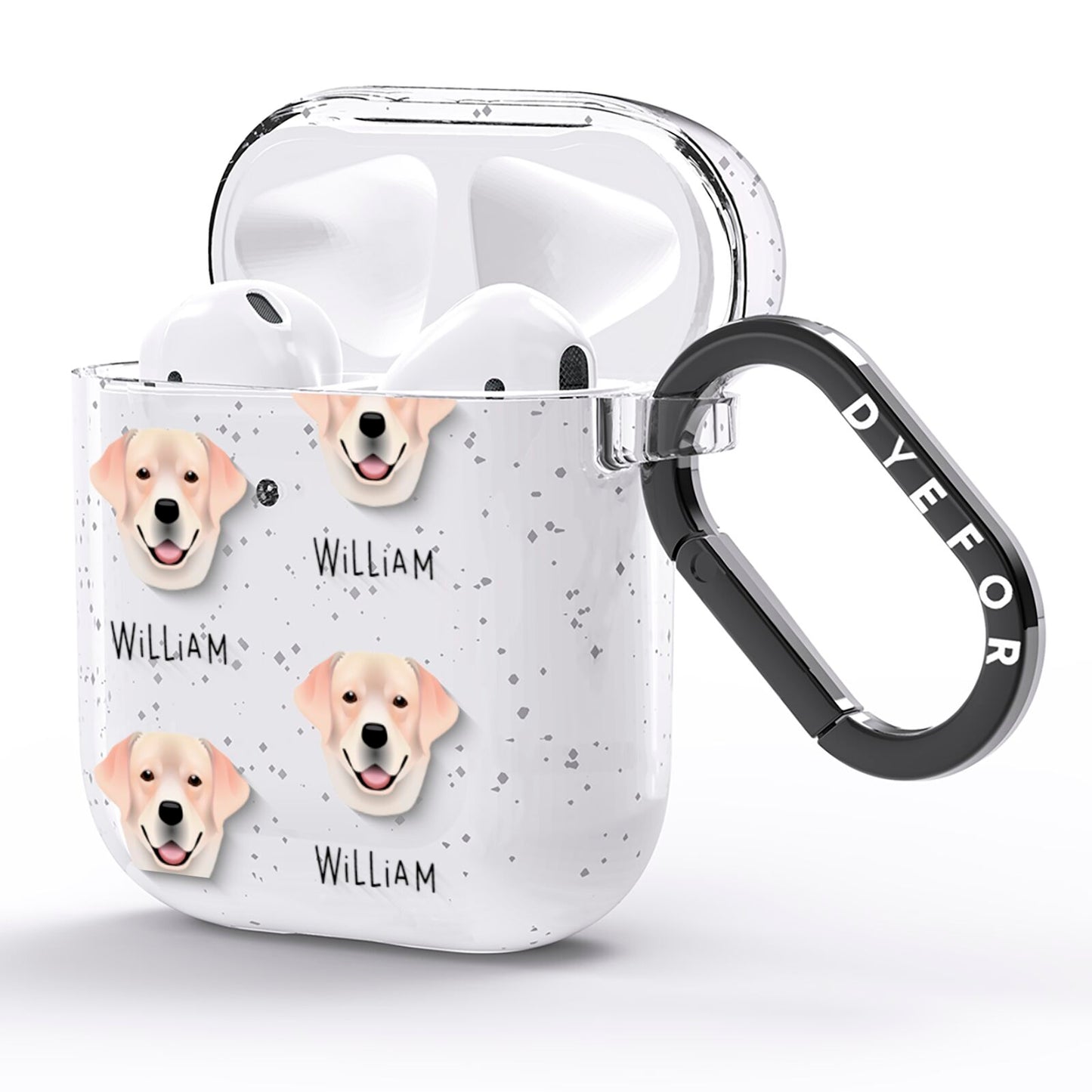 Golden Labrador Icon with Name AirPods Glitter Case Side Image