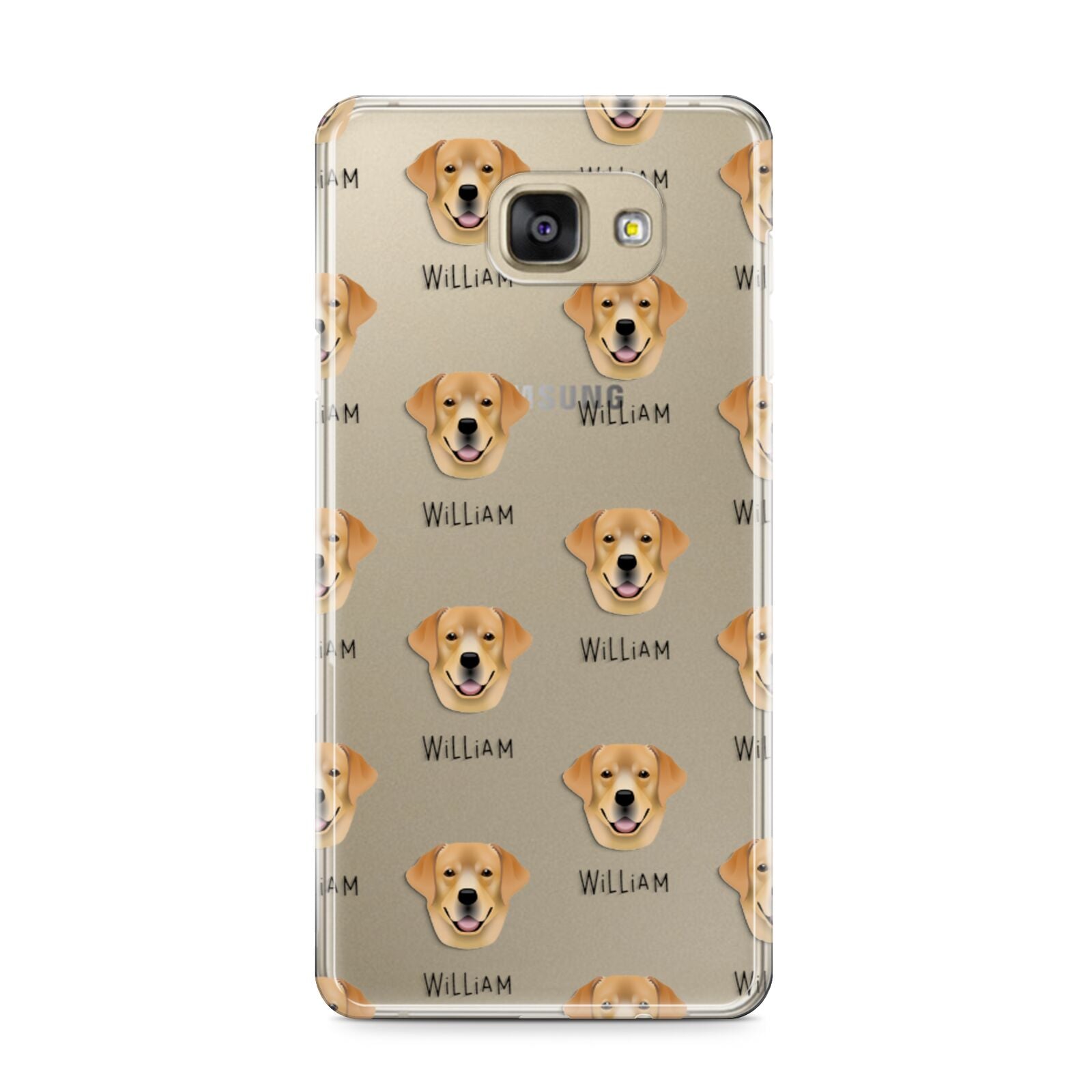 Golden Labrador Icon with Name Samsung Galaxy A9 2016 Case on gold phone