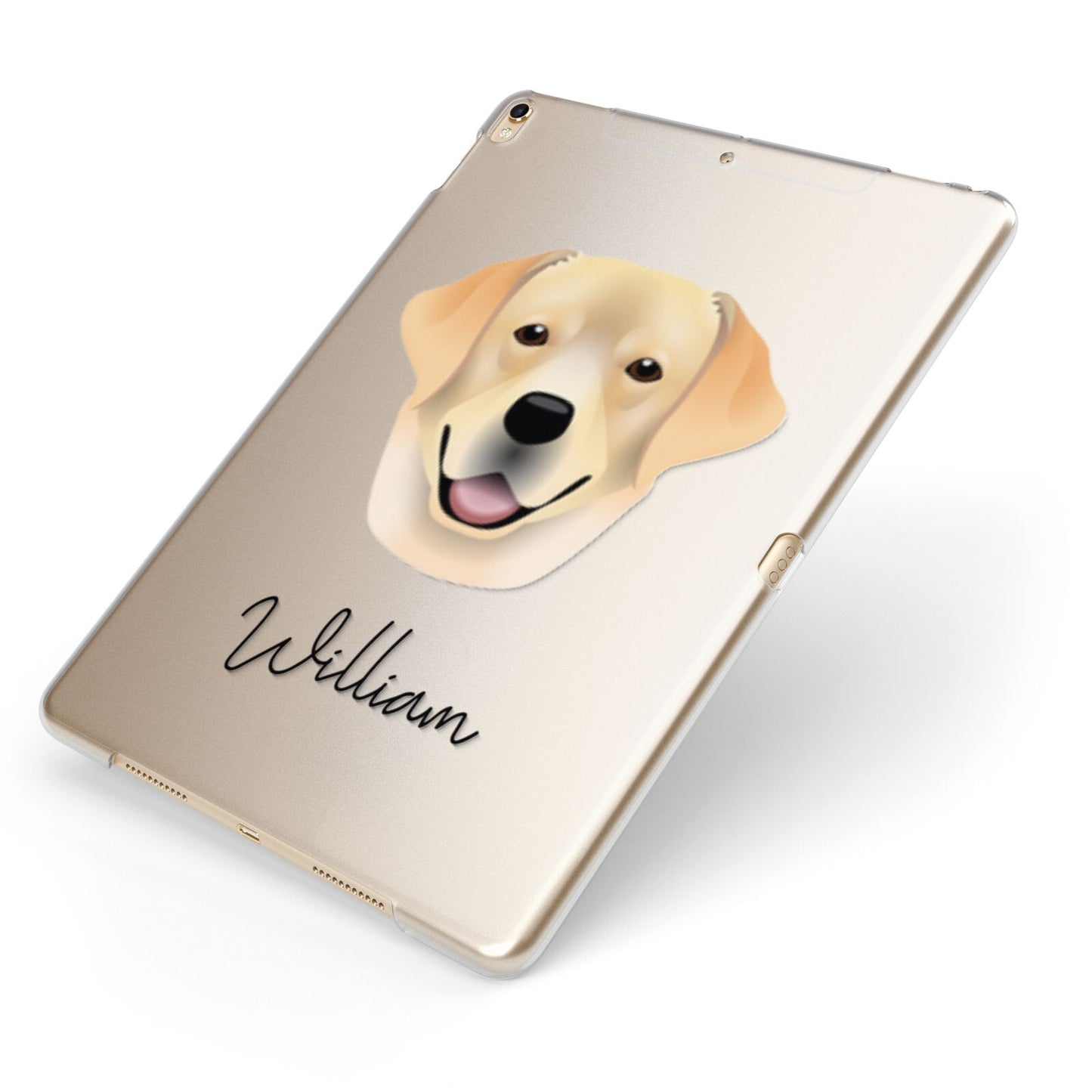 Golden Labrador Personalised Apple iPad Case on Gold iPad Side View