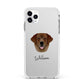 Golden Labrador Personalised Apple iPhone 11 Pro Max in Silver with White Impact Case