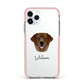 Golden Labrador Personalised Apple iPhone 11 Pro in Silver with Pink Impact Case
