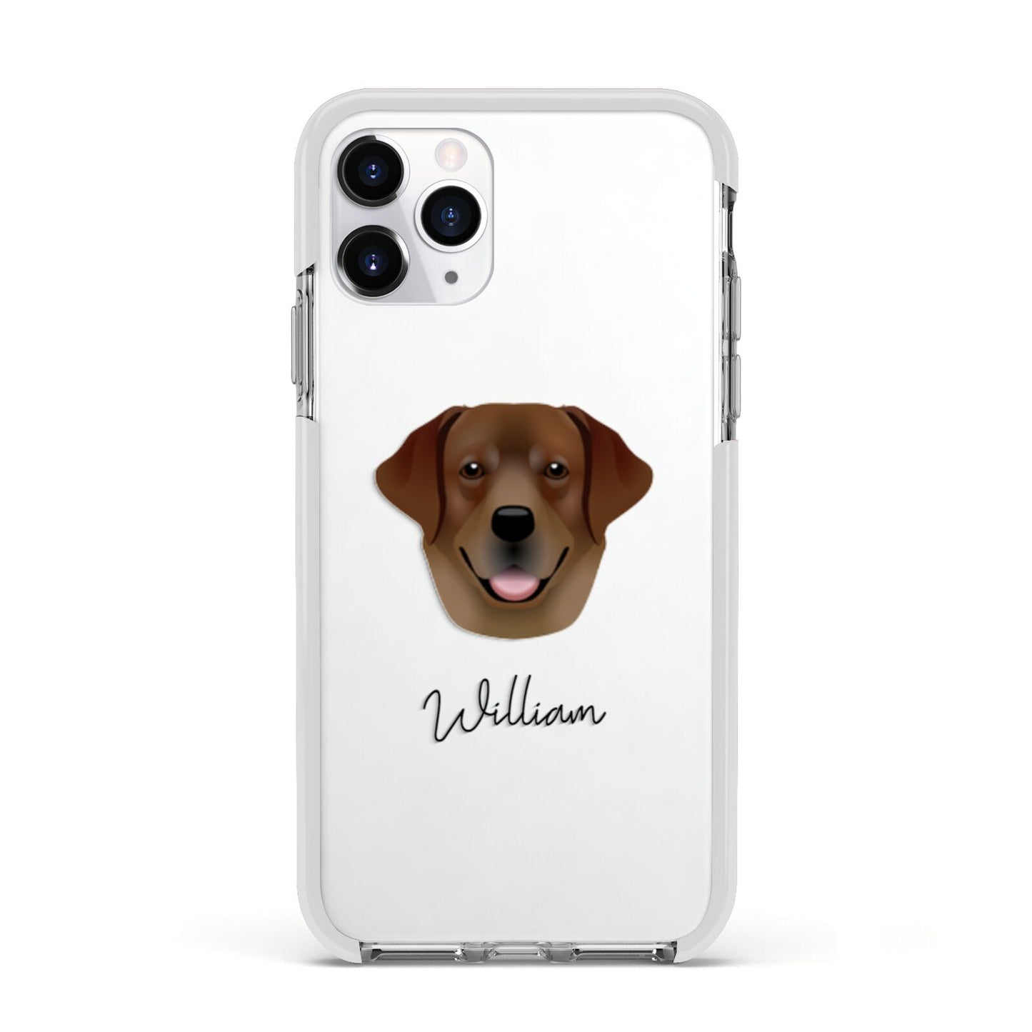 Golden Labrador Personalised Apple iPhone 11 Pro in Silver with White Impact Case