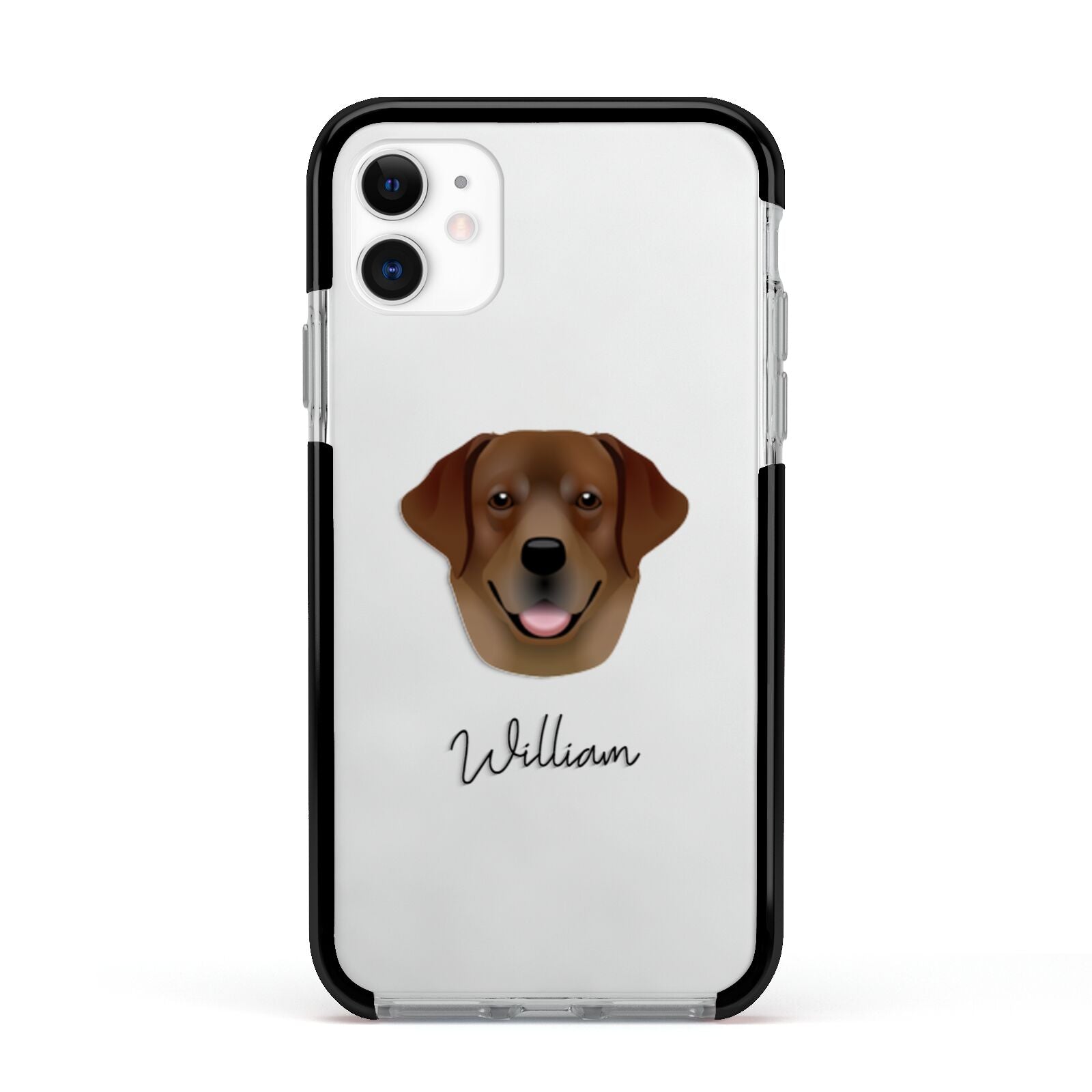 Golden Labrador Personalised Apple iPhone 11 in White with Black Impact Case