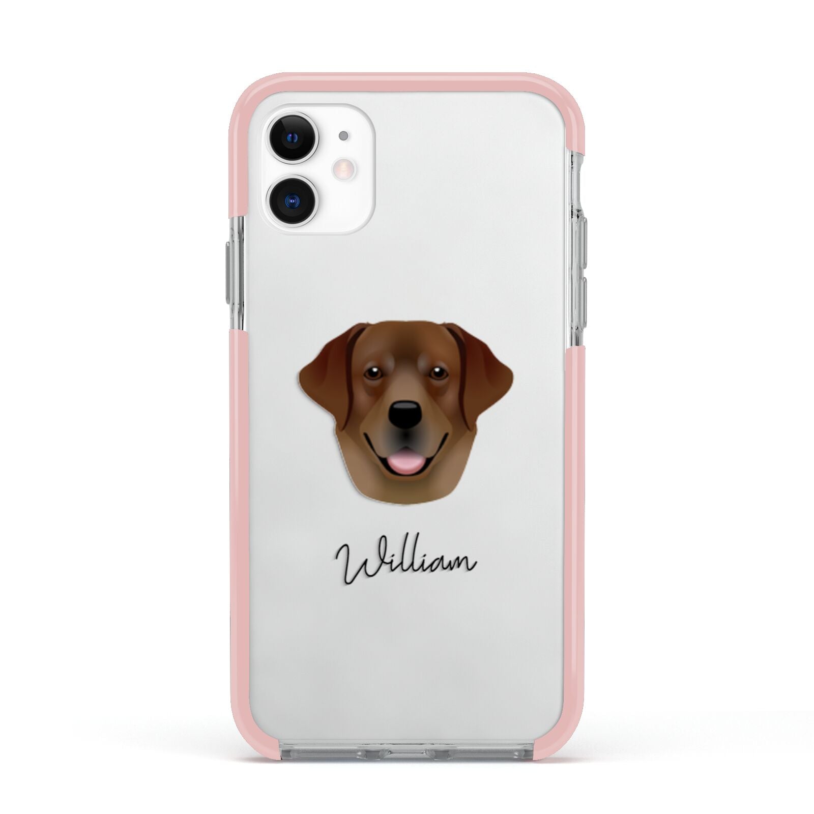 Golden Labrador Personalised Apple iPhone 11 in White with Pink Impact Case