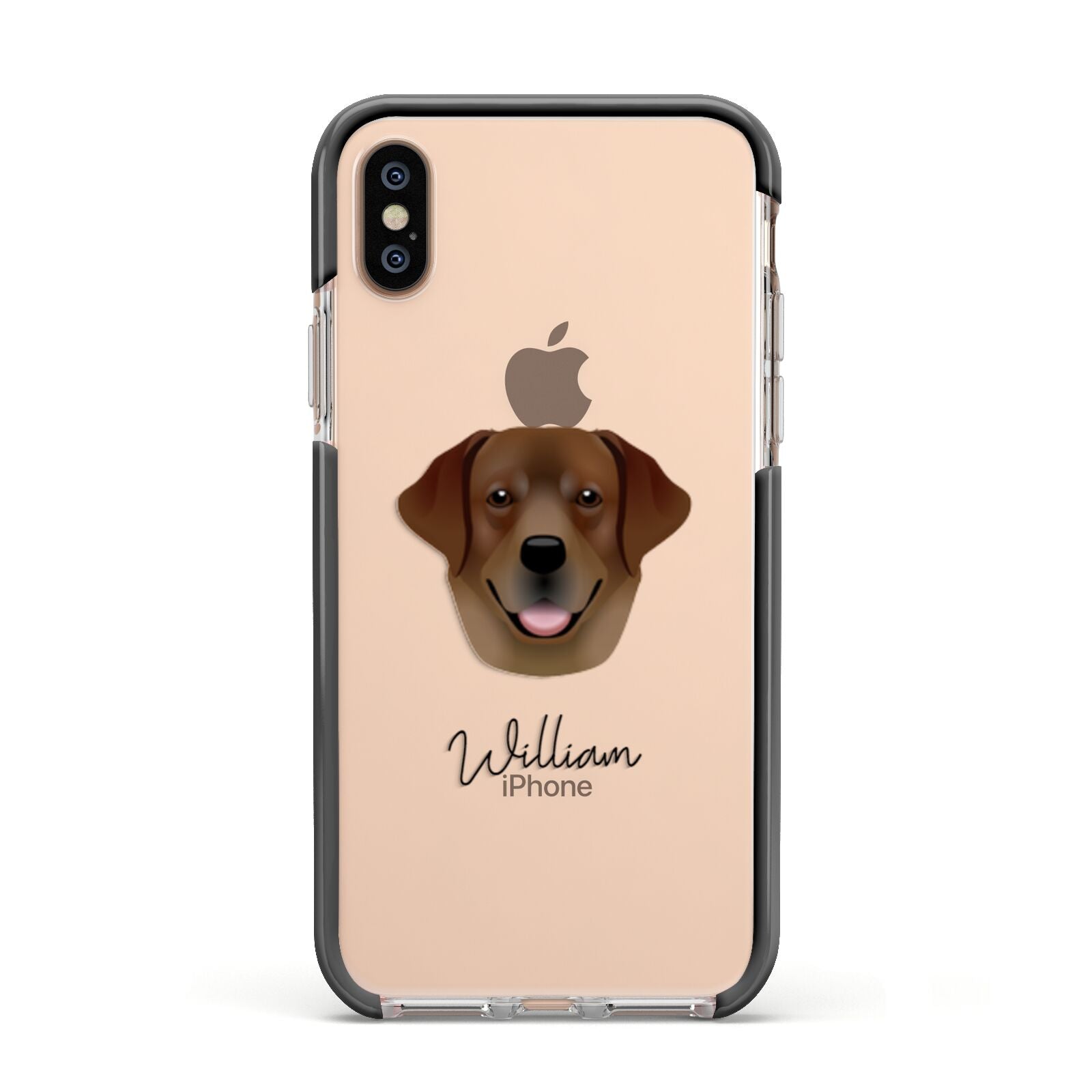 Golden Labrador Personalised Apple iPhone Xs Impact Case Black Edge on Gold Phone