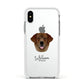 Golden Labrador Personalised Apple iPhone Xs Impact Case White Edge on Silver Phone