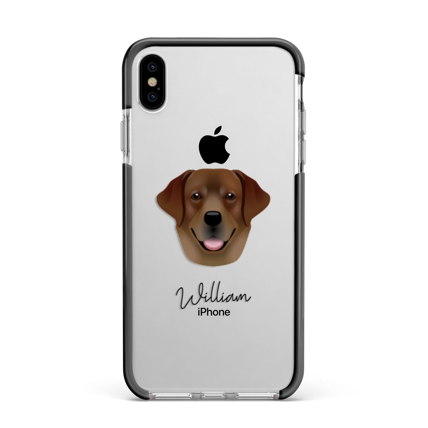 Golden Labrador Personalised Apple iPhone Xs Max Impact Case Black Edge on Silver Phone