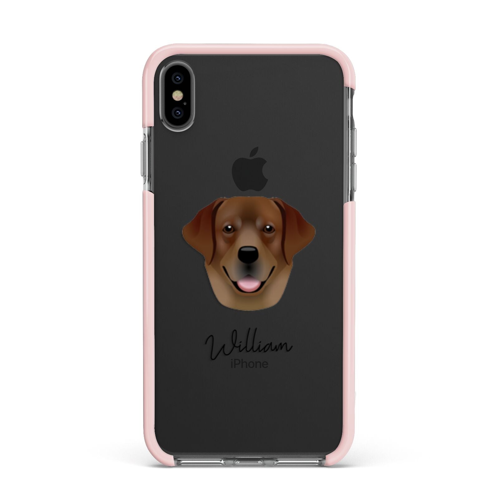 Golden Labrador Personalised Apple iPhone Xs Max Impact Case Pink Edge on Black Phone