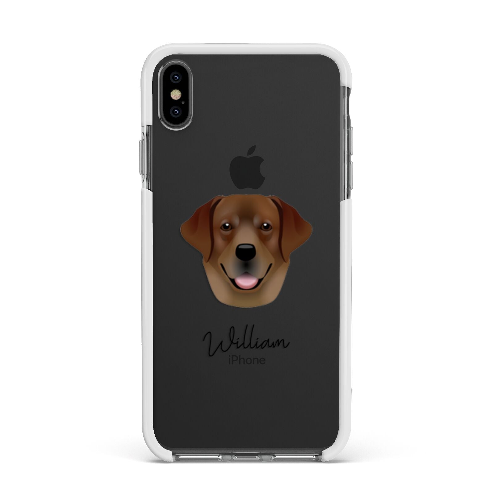 Golden Labrador Personalised Apple iPhone Xs Max Impact Case White Edge on Black Phone