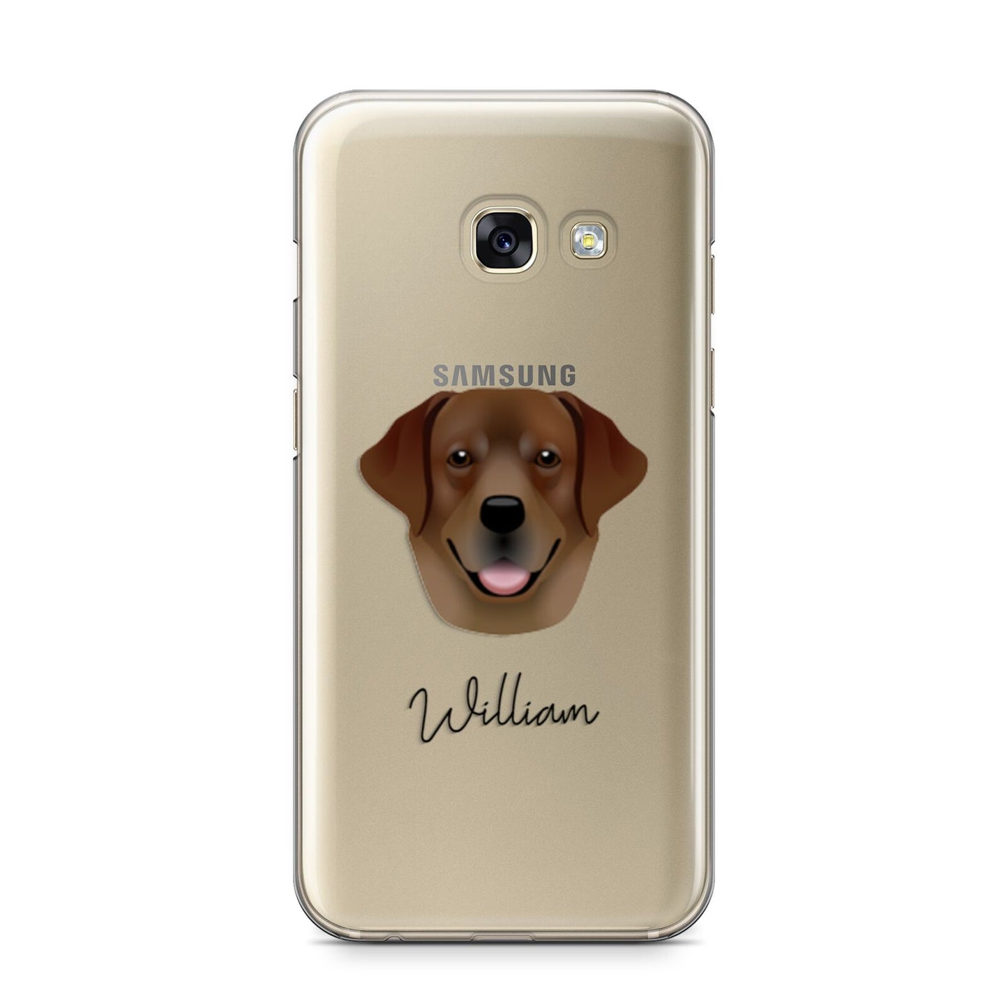 Golden Labrador Personalised Samsung Galaxy A3 2017 Case on gold phone