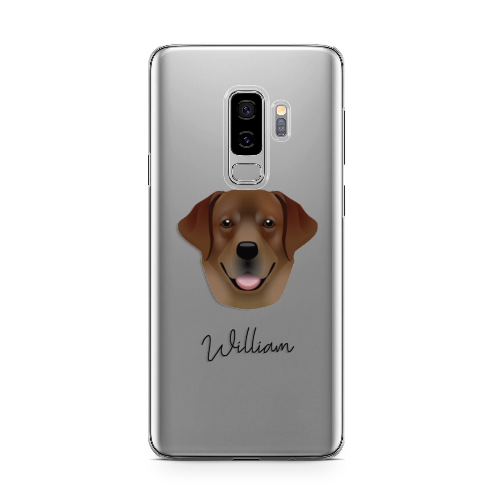 Golden Labrador Personalised Samsung Galaxy S9 Plus Case on Silver phone