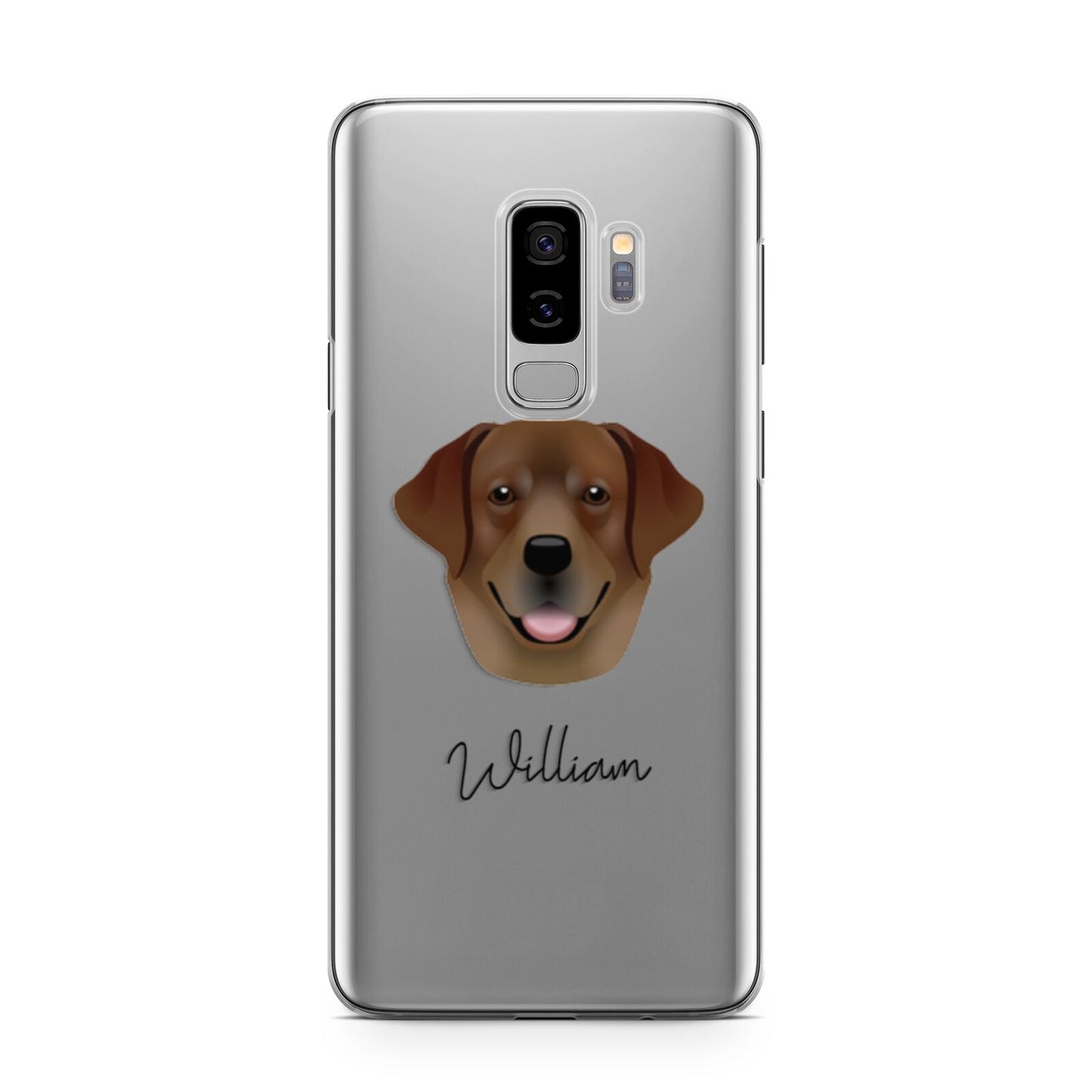 Golden Labrador Personalised Samsung Galaxy S9 Plus Case on Silver phone