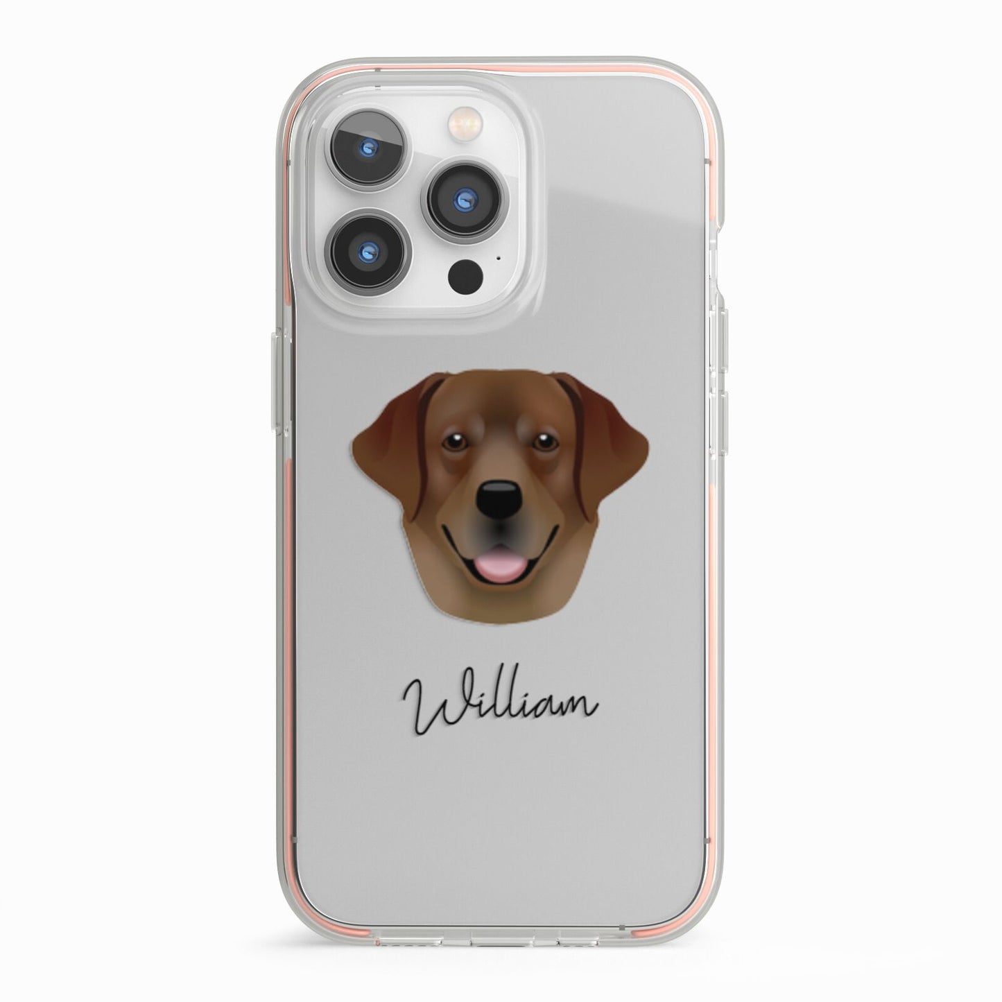 Golden Labrador Personalised iPhone 13 Pro TPU Impact Case with Pink Edges