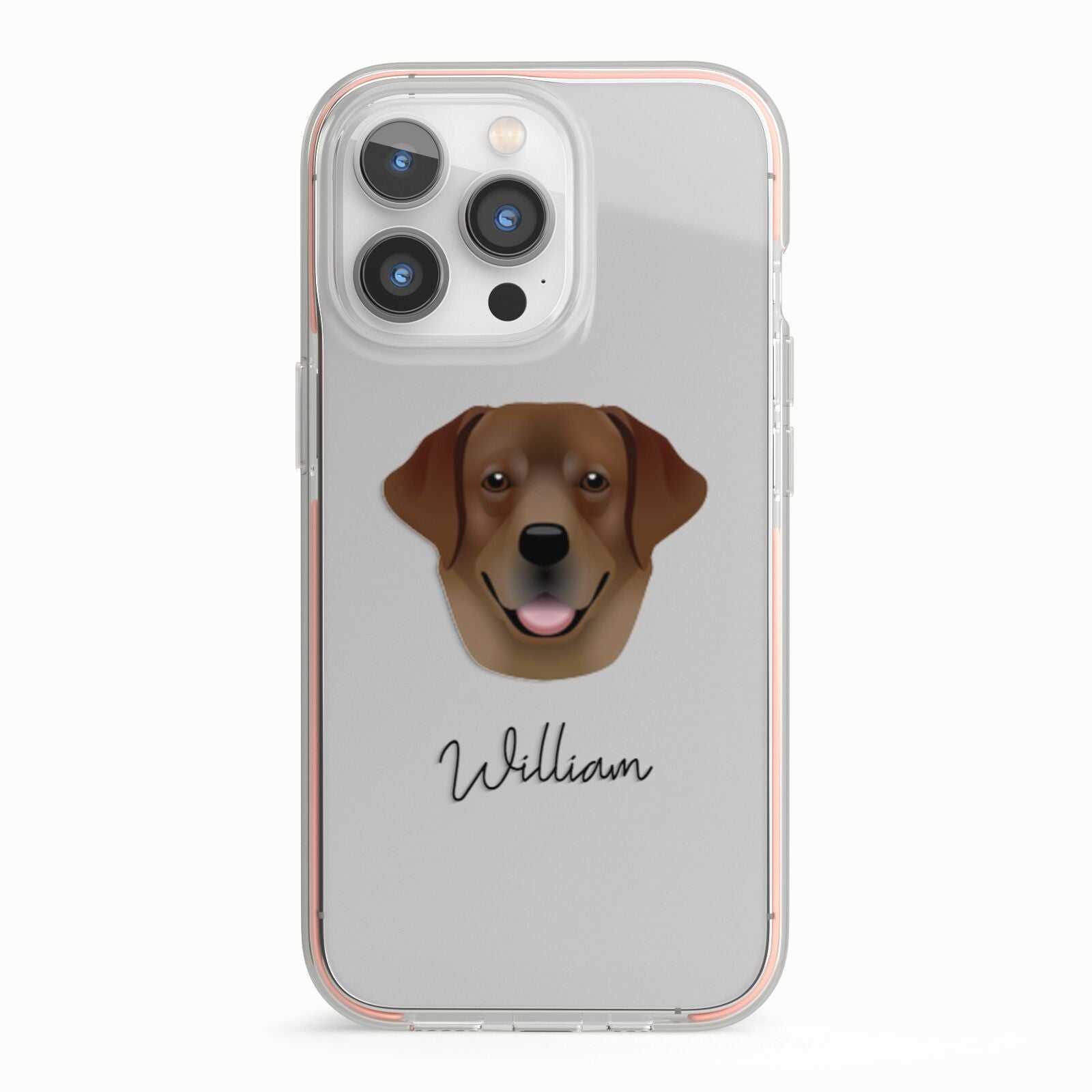 Golden Labrador Personalised iPhone 13 Pro TPU Impact Case with Pink Edges