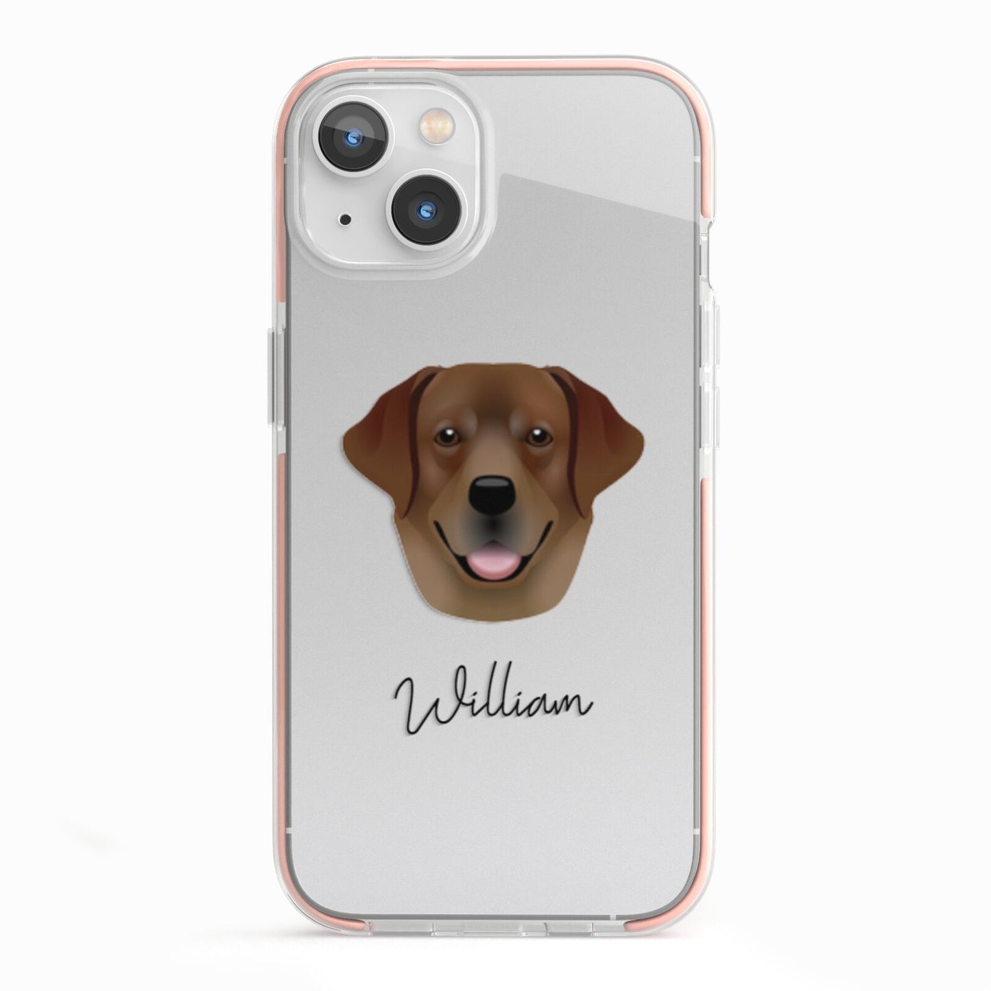 Golden Labrador Personalised iPhone 13 TPU Impact Case with Pink Edges
