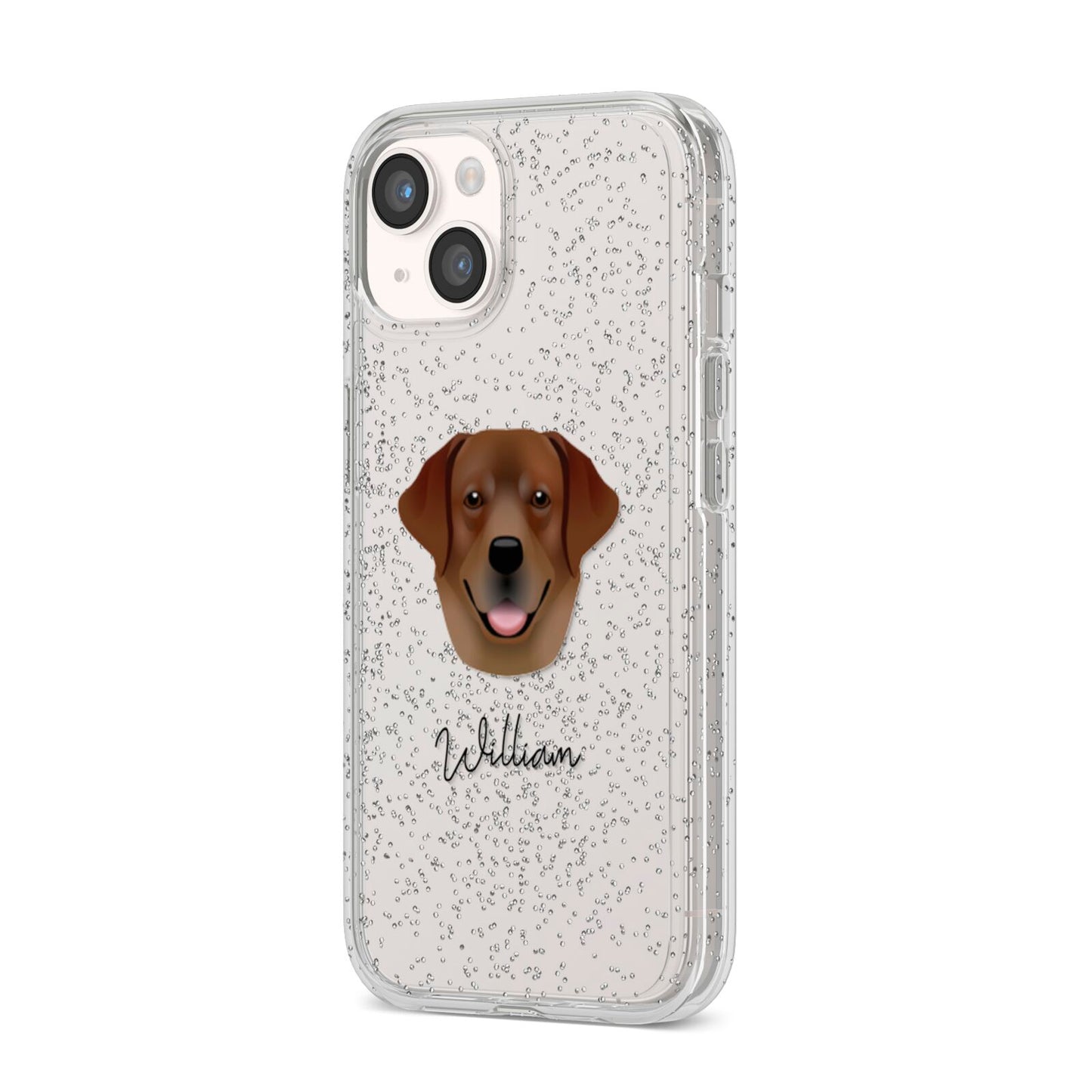Golden Labrador Personalised iPhone 14 Glitter Tough Case Starlight Angled Image
