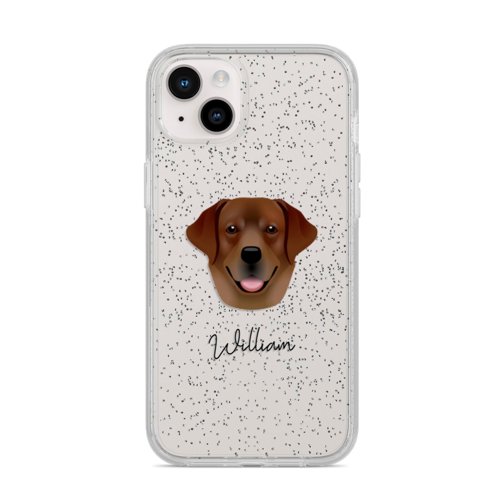 Golden Labrador Personalised iPhone 14 Plus Glitter Tough Case Starlight