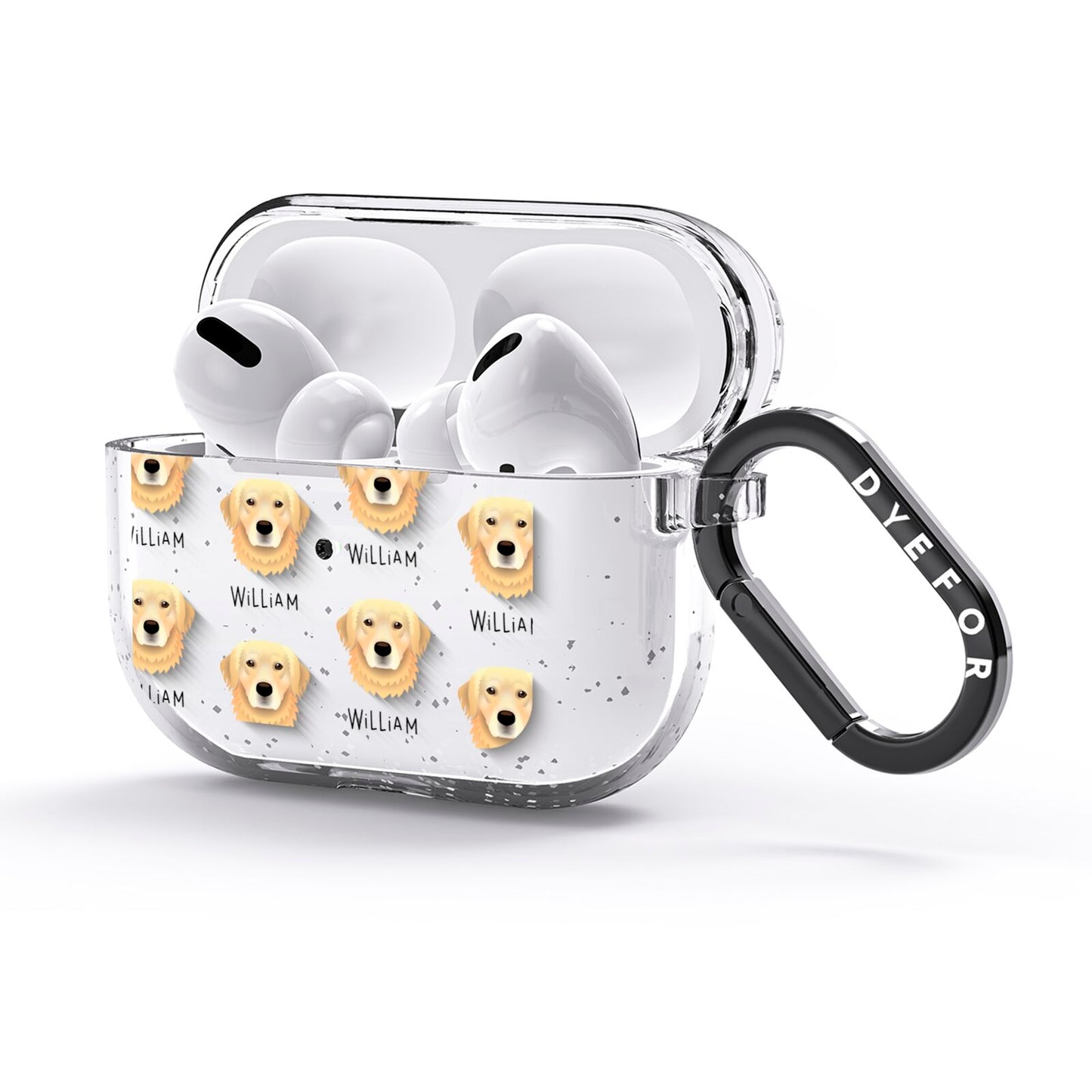Golden Retriever Icon with Name AirPods Glitter Case 3rd Gen Side Image