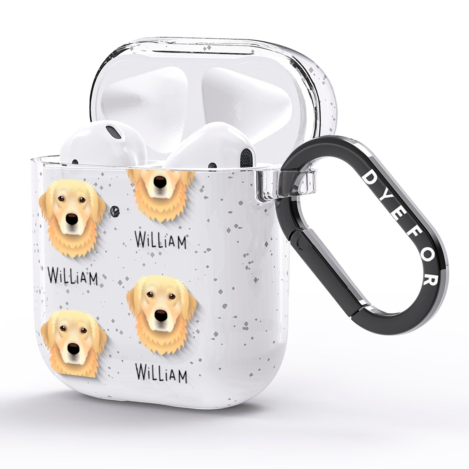 Golden Retriever Icon with Name AirPods Glitter Case Side Image