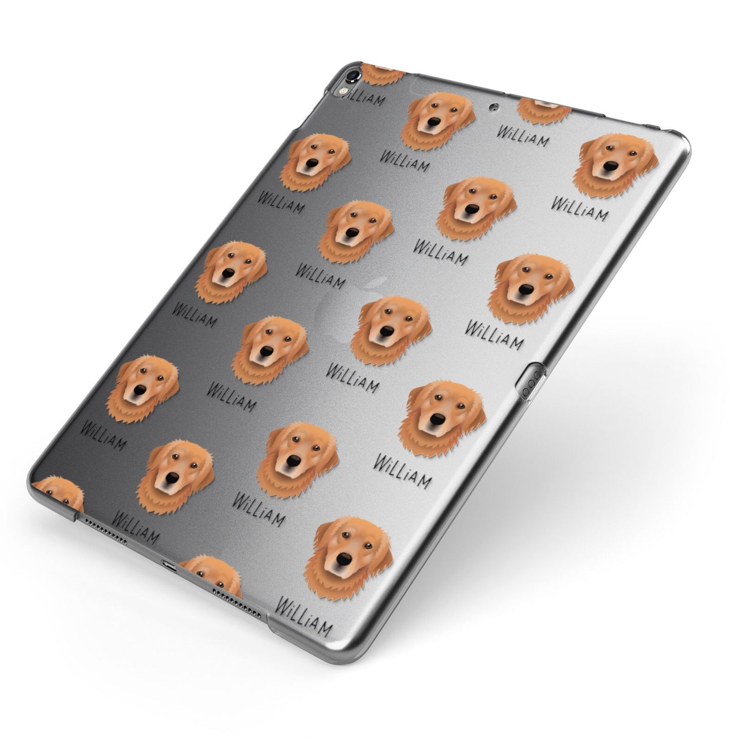 Golden Retriever Icon with Name Apple iPad Case on Grey iPad Side View