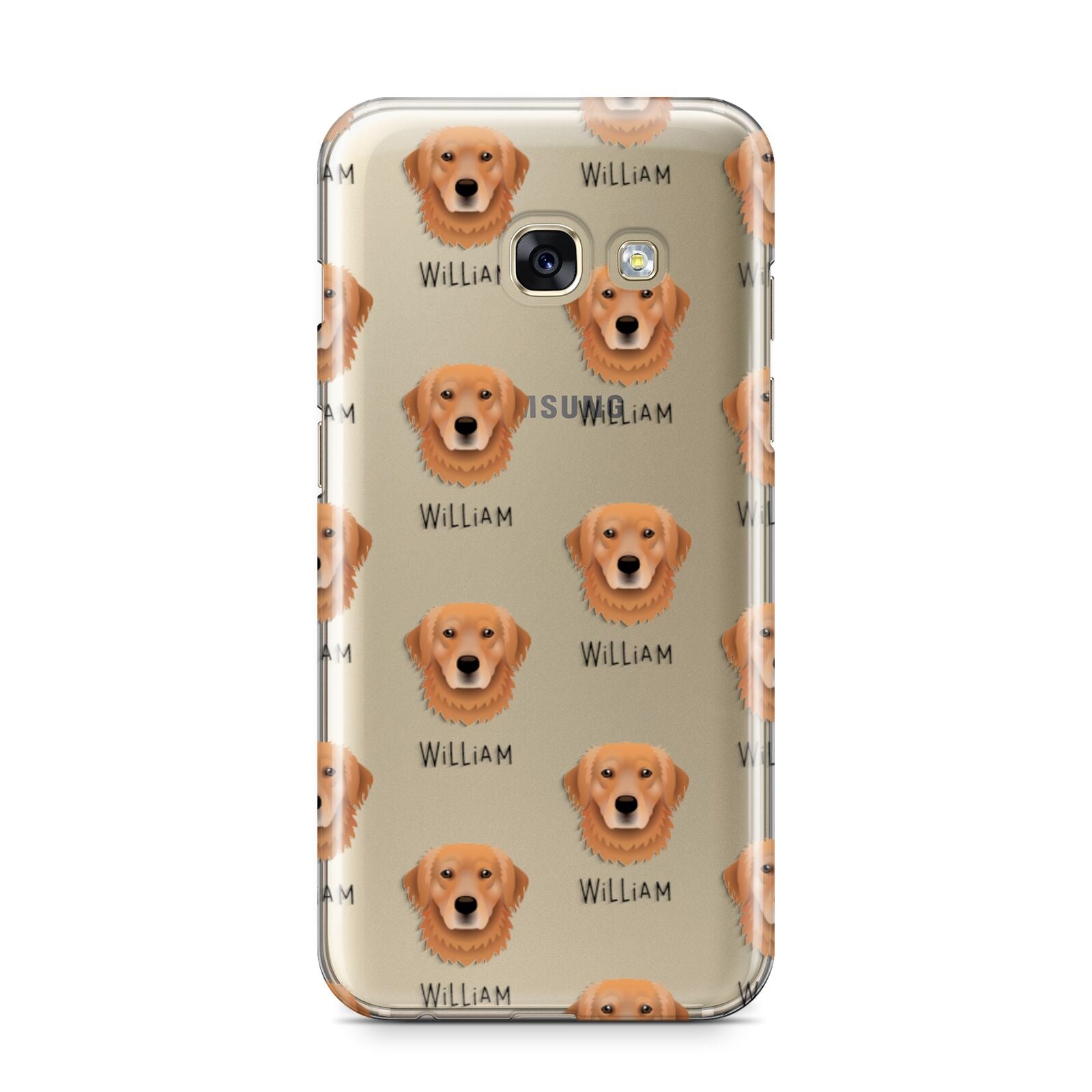Golden Retriever Icon with Name Samsung Galaxy A3 2017 Case on gold phone
