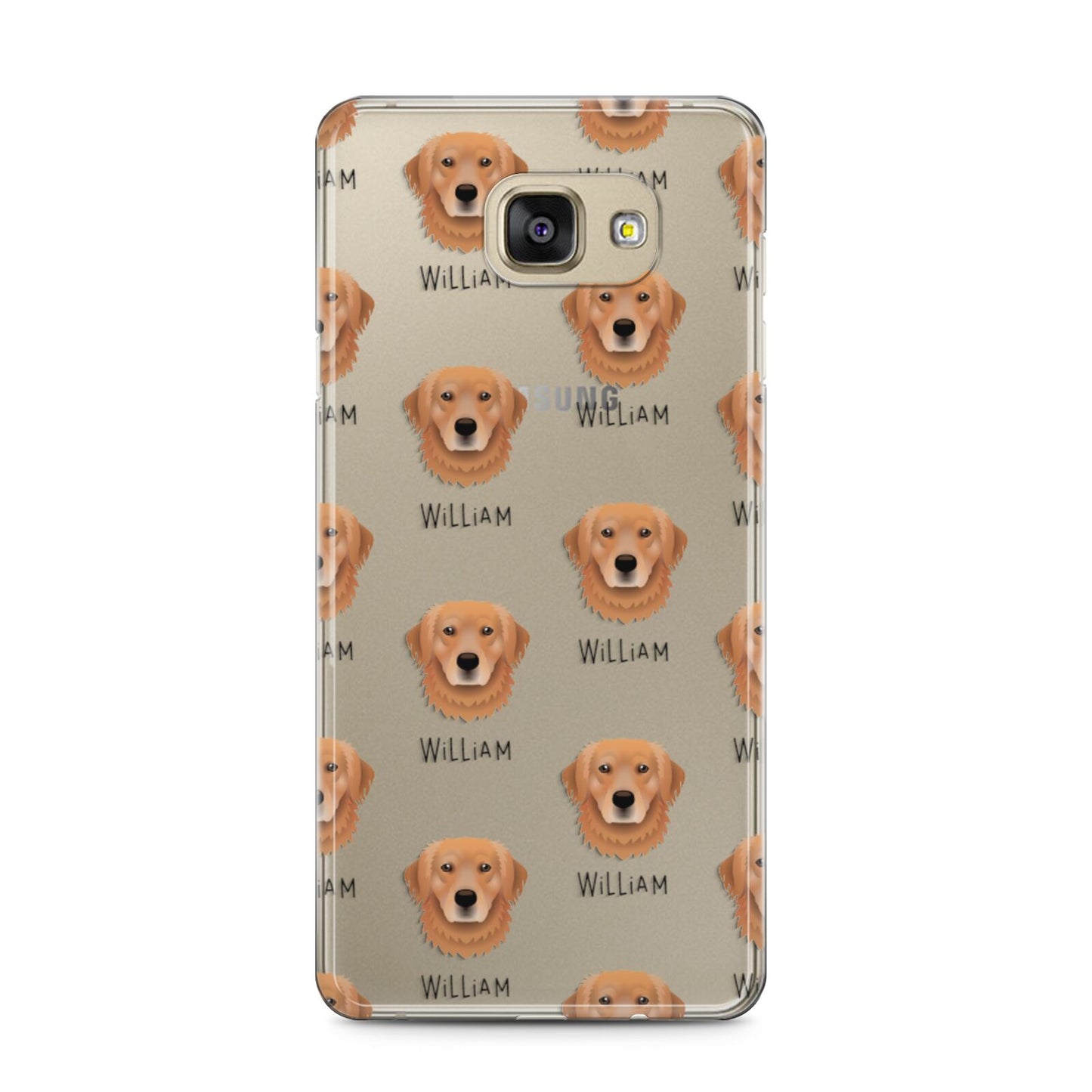 Golden Retriever Icon with Name Samsung Galaxy A5 2016 Case on gold phone