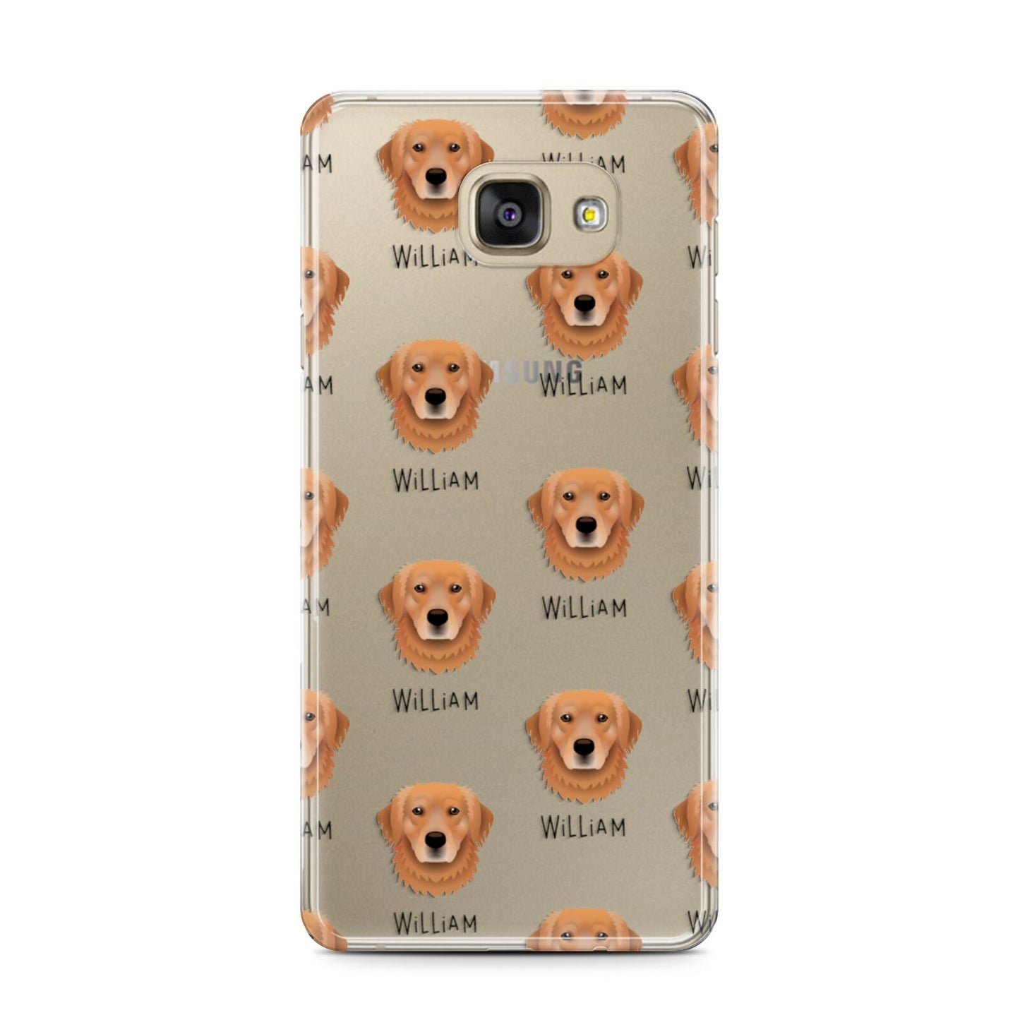 Golden Retriever Icon with Name Samsung Galaxy A7 2016 Case on gold phone