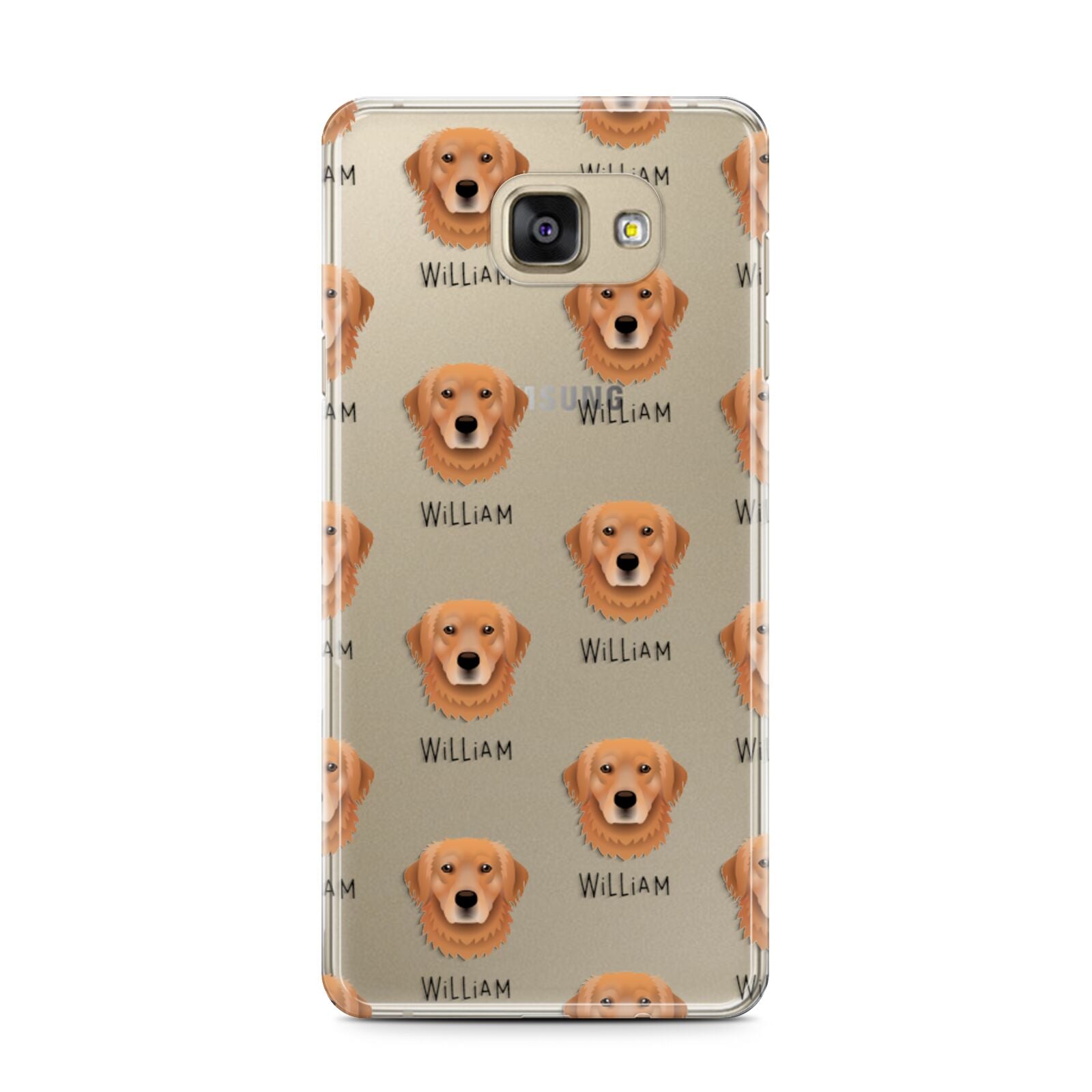 Golden Retriever Icon with Name Samsung Galaxy A7 2016 Case on gold phone