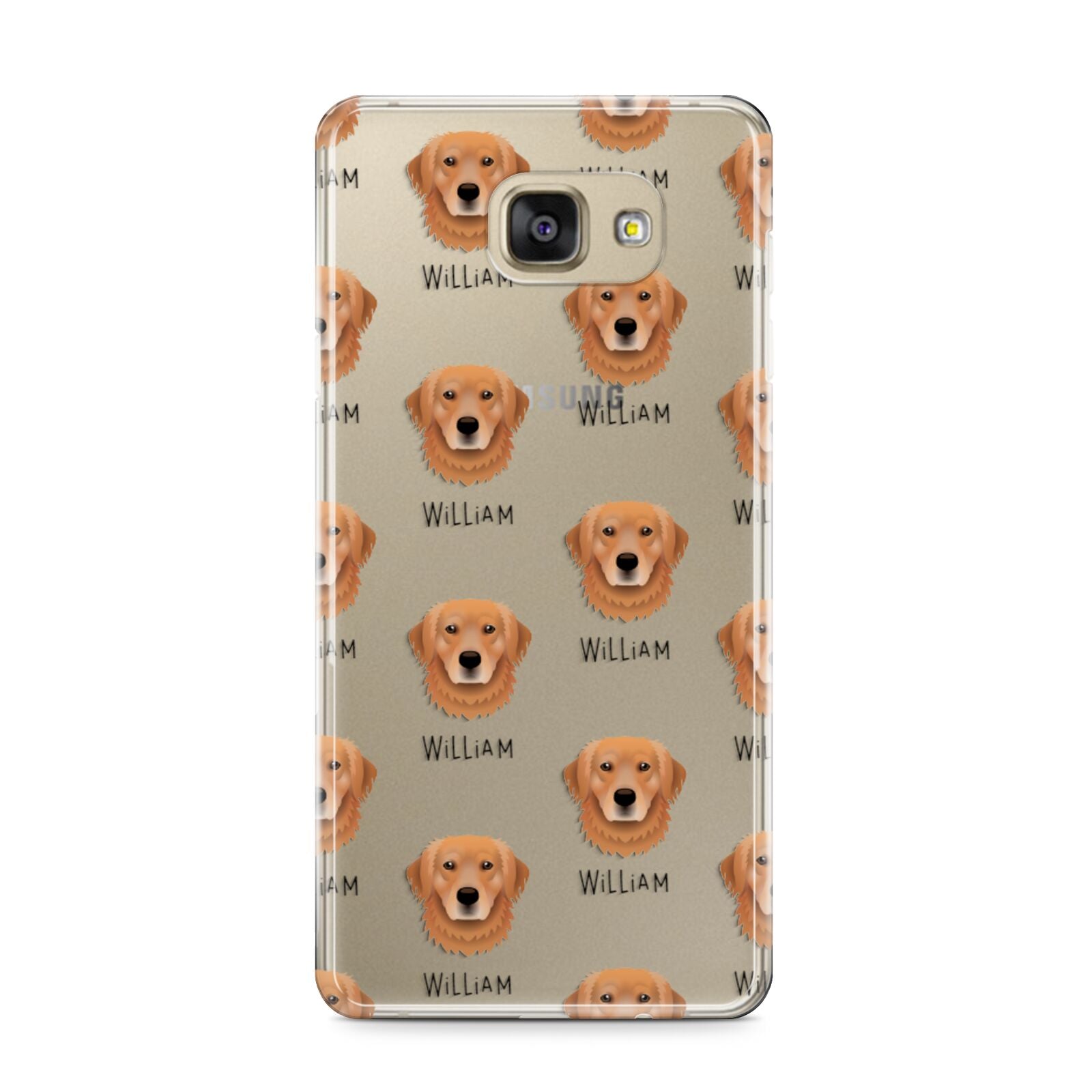 Golden Retriever Icon with Name Samsung Galaxy A9 2016 Case on gold phone