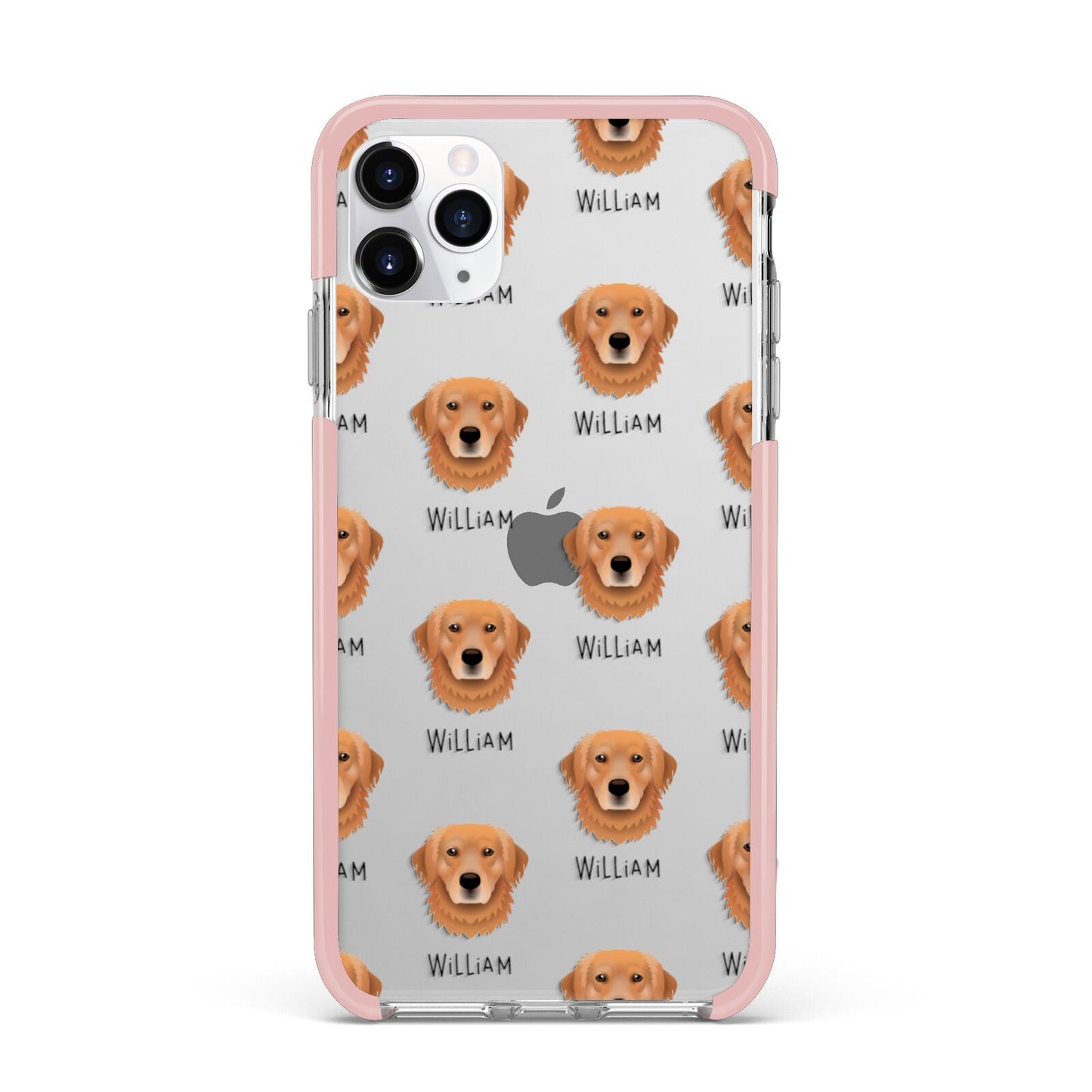 Golden Retriever Icon with Name iPhone 11 Pro Max Impact Pink Edge Case
