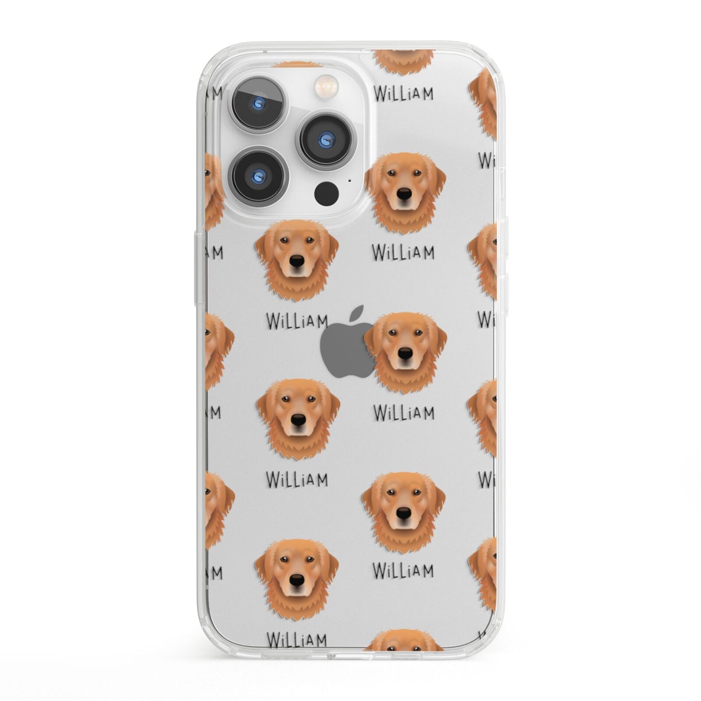 Golden Retriever Icon with Name iPhone 13 Pro Clear Bumper Case