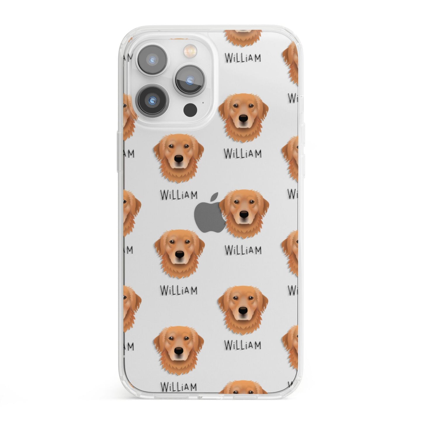 Golden Retriever Icon with Name iPhone 13 Pro Max Clear Bumper Case