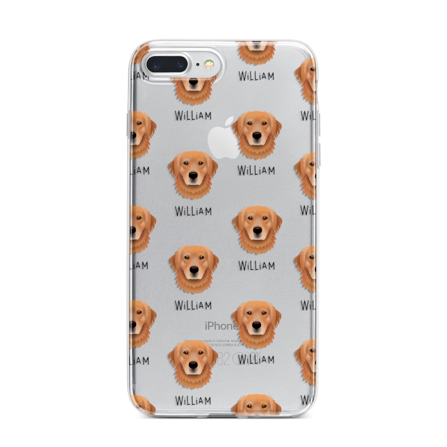 Golden Retriever Icon with Name iPhone 7 Plus Bumper Case on Silver iPhone