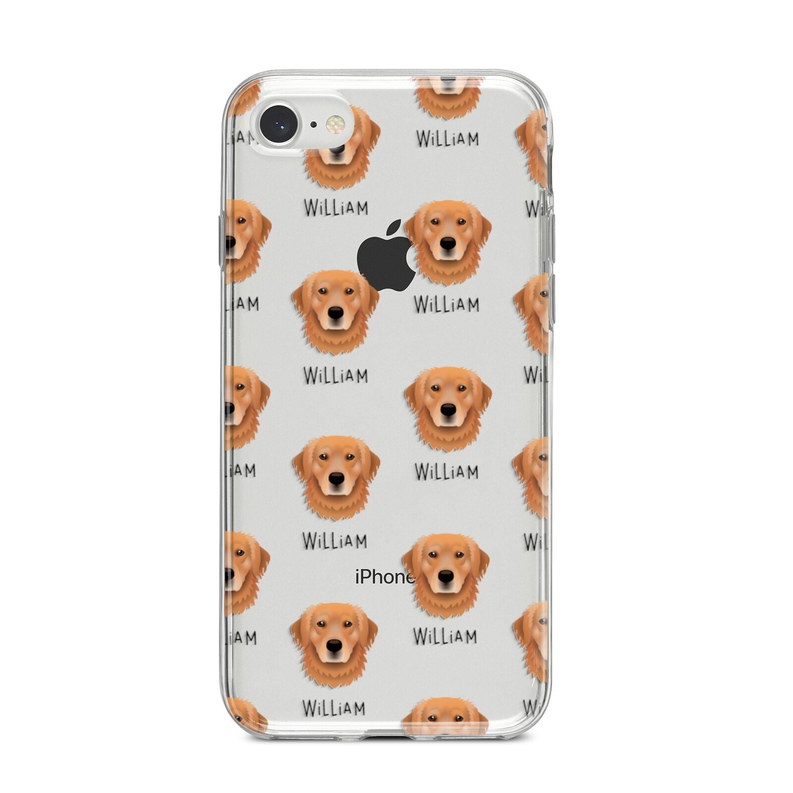 Golden Retriever Icon with Name iPhone 8 Bumper Case on Silver iPhone