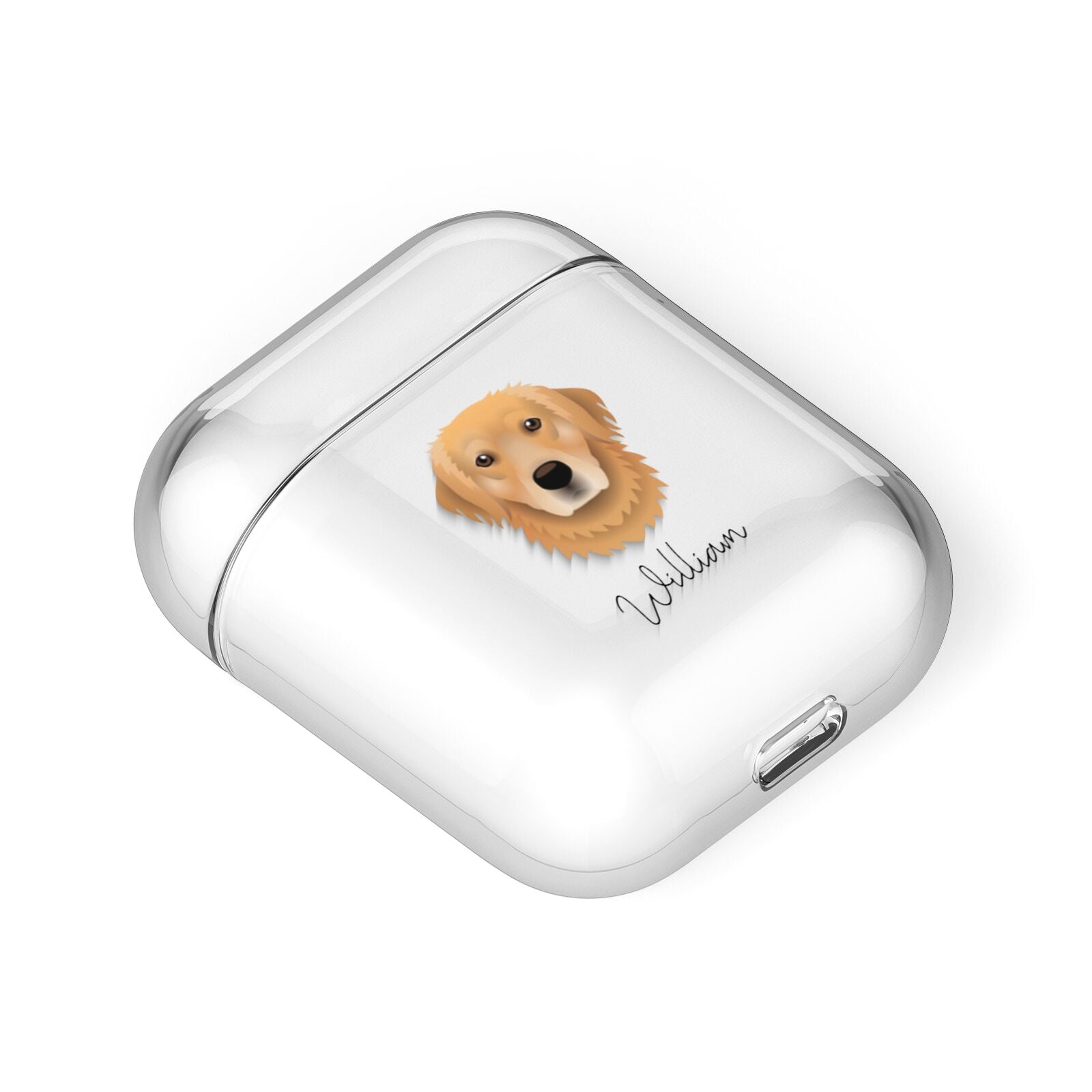 Golden Retriever Personalised AirPods Case Laid Flat